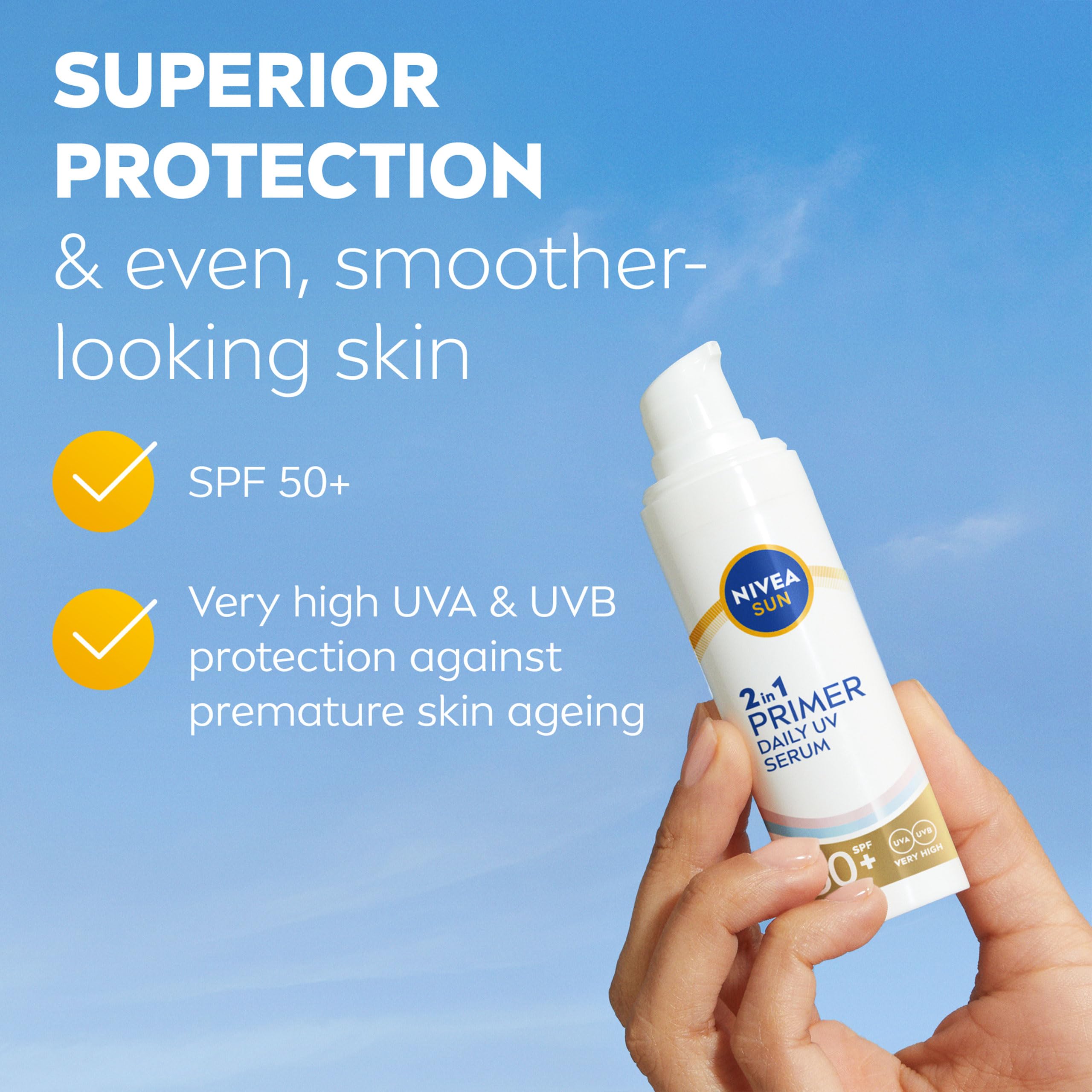 NIVEA SUN UV 2in1 Primer Daily UV Serum SPF50+ (30ml) - Fragrance-Free Sunscreen 3