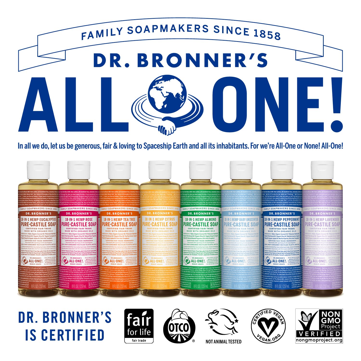 Dr. Bronner's 18-in-1 Rose Pure-Castile Liquid Soap, 945ml, Organic Oils 3