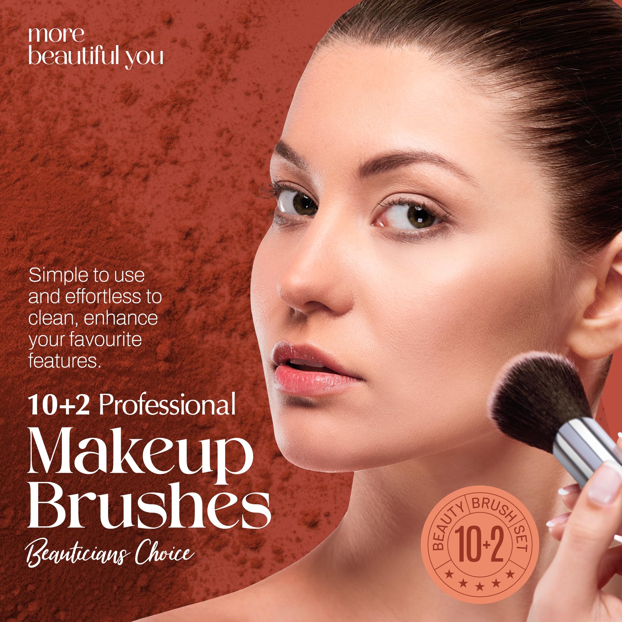 PORTENTUM 12Pcs Premium Synthetic Kabuki Foundation Face Powder Makeup Brush Kit