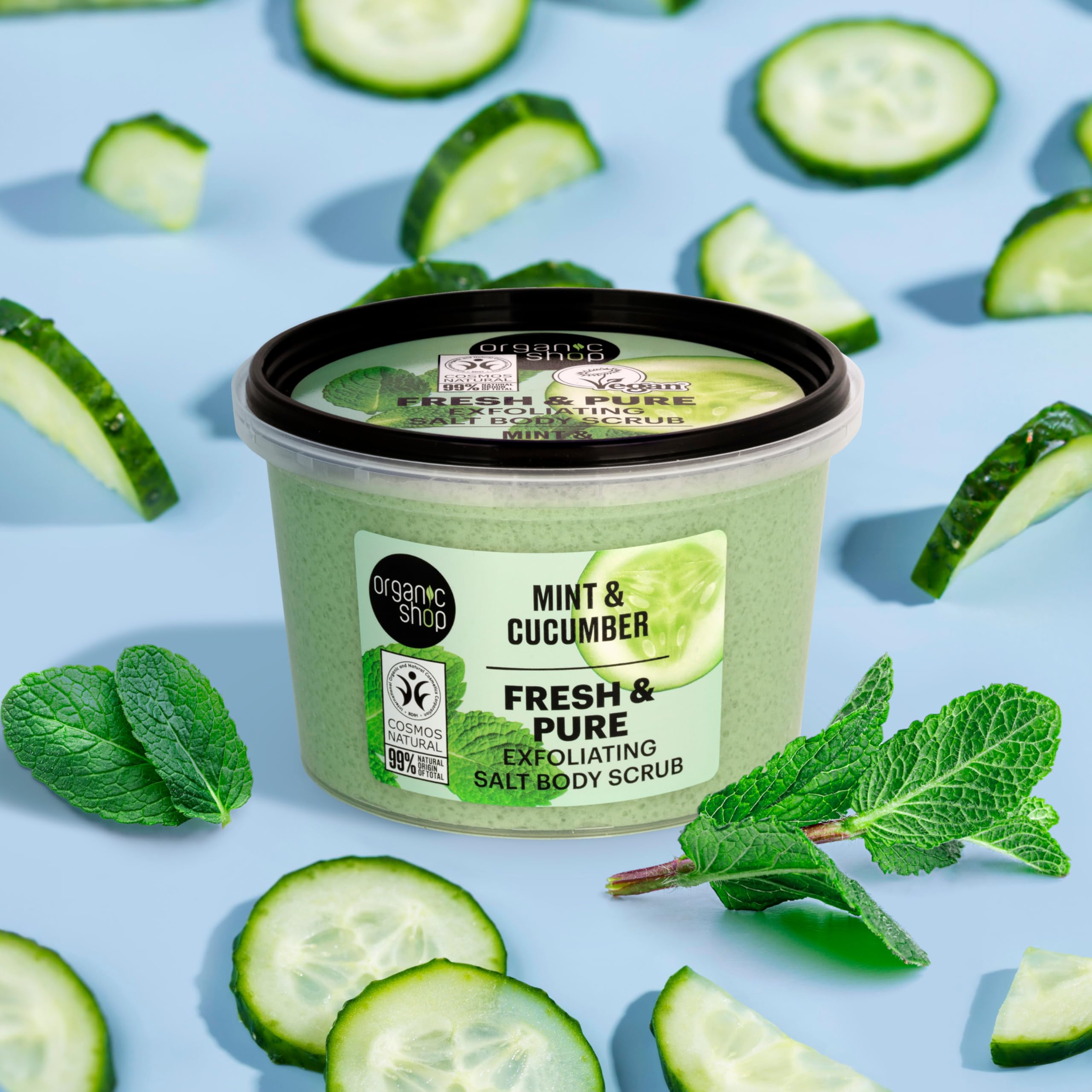 Organic Shop Fresh & Pure Exfoliating Body Scrub with Mint & Cucumber 250ml 6