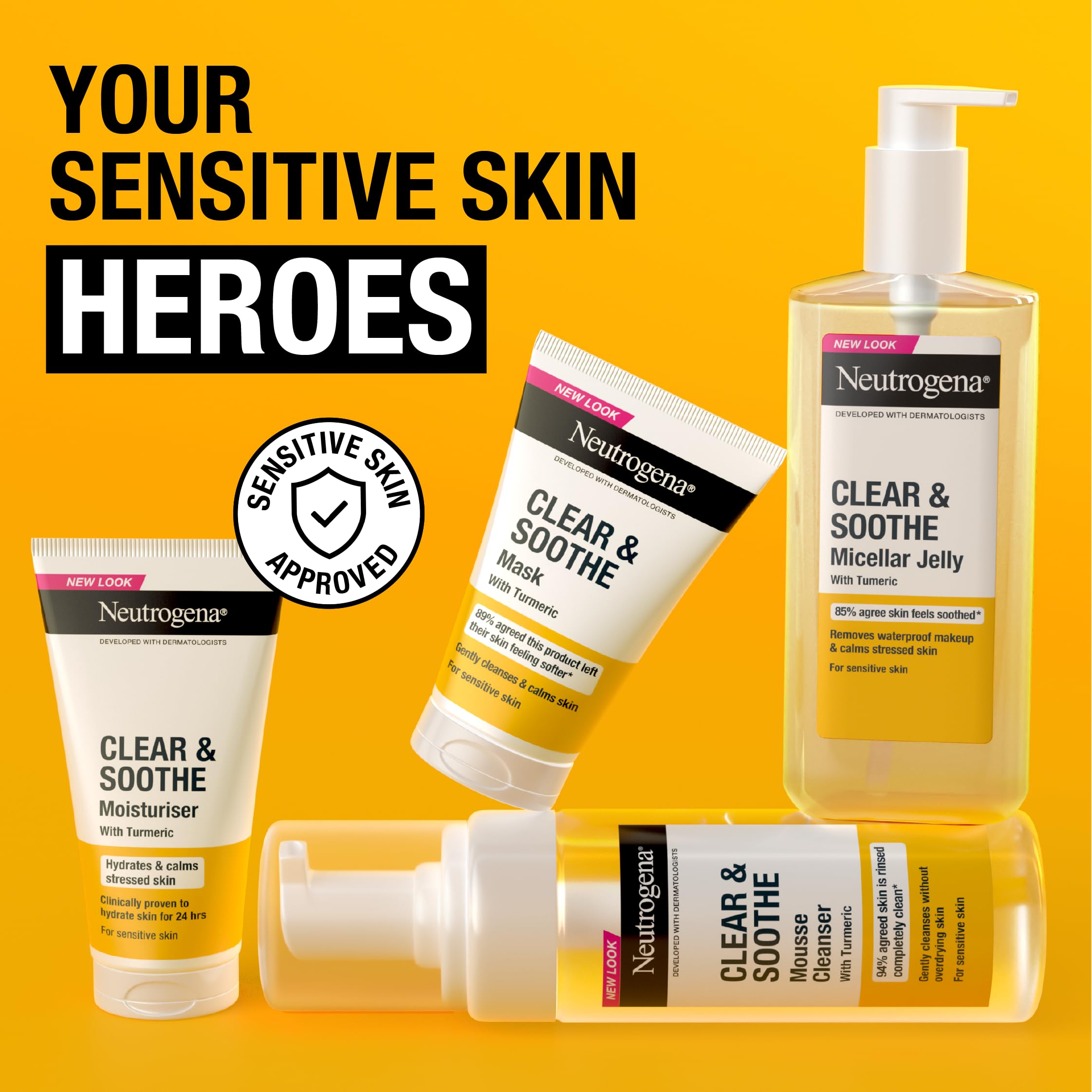 Neutrogena Clear & Soothe Turmeric Micellar Jelly Make-Up Remover 200ml for Waterproof Makeup 4