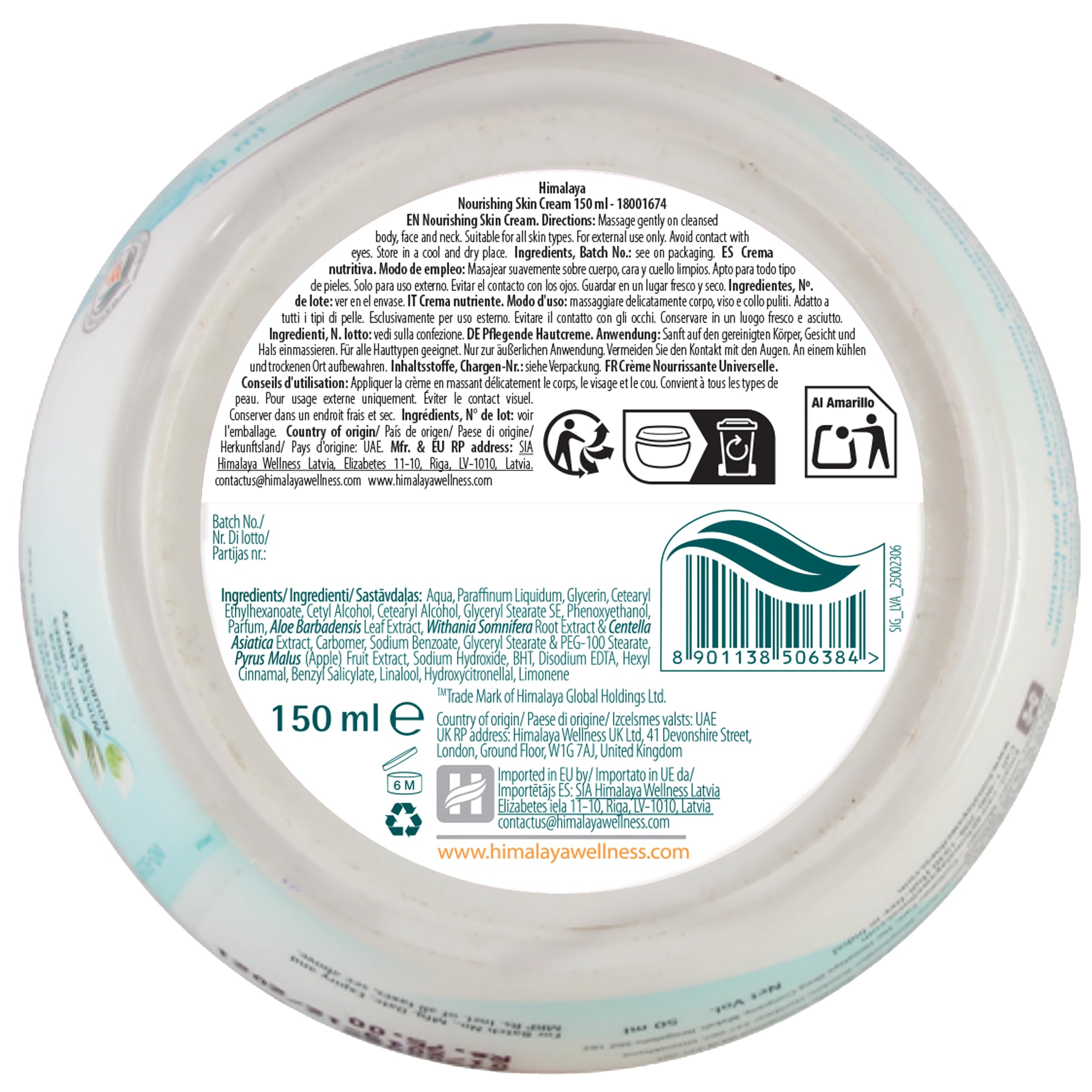 Himalaya Nourishing Skin Cream for Daily Light Moisturization and Protection - 150ml