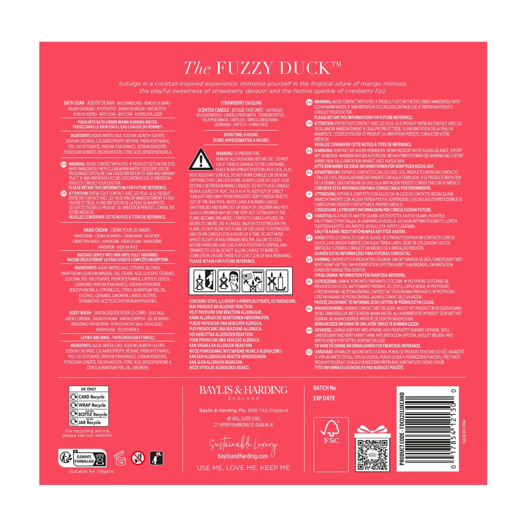 Baylis & Harding The Fuzzy Duck Cocktails Luxury Candlelit Bathing Gift Set - Vegan Friendly 7