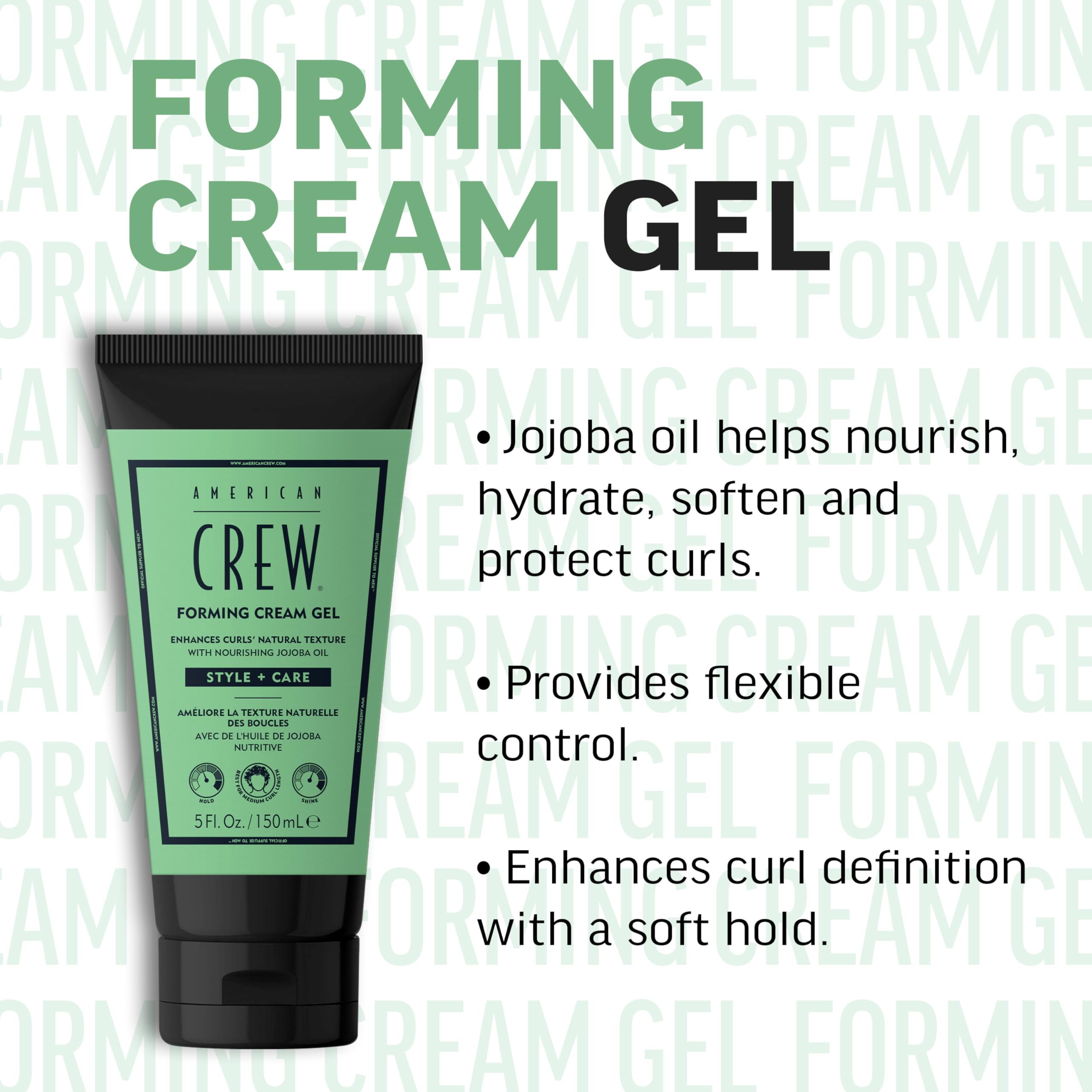American Crew Forming Cream Gel - Hybrid Curl Defining Hair Cream for Men