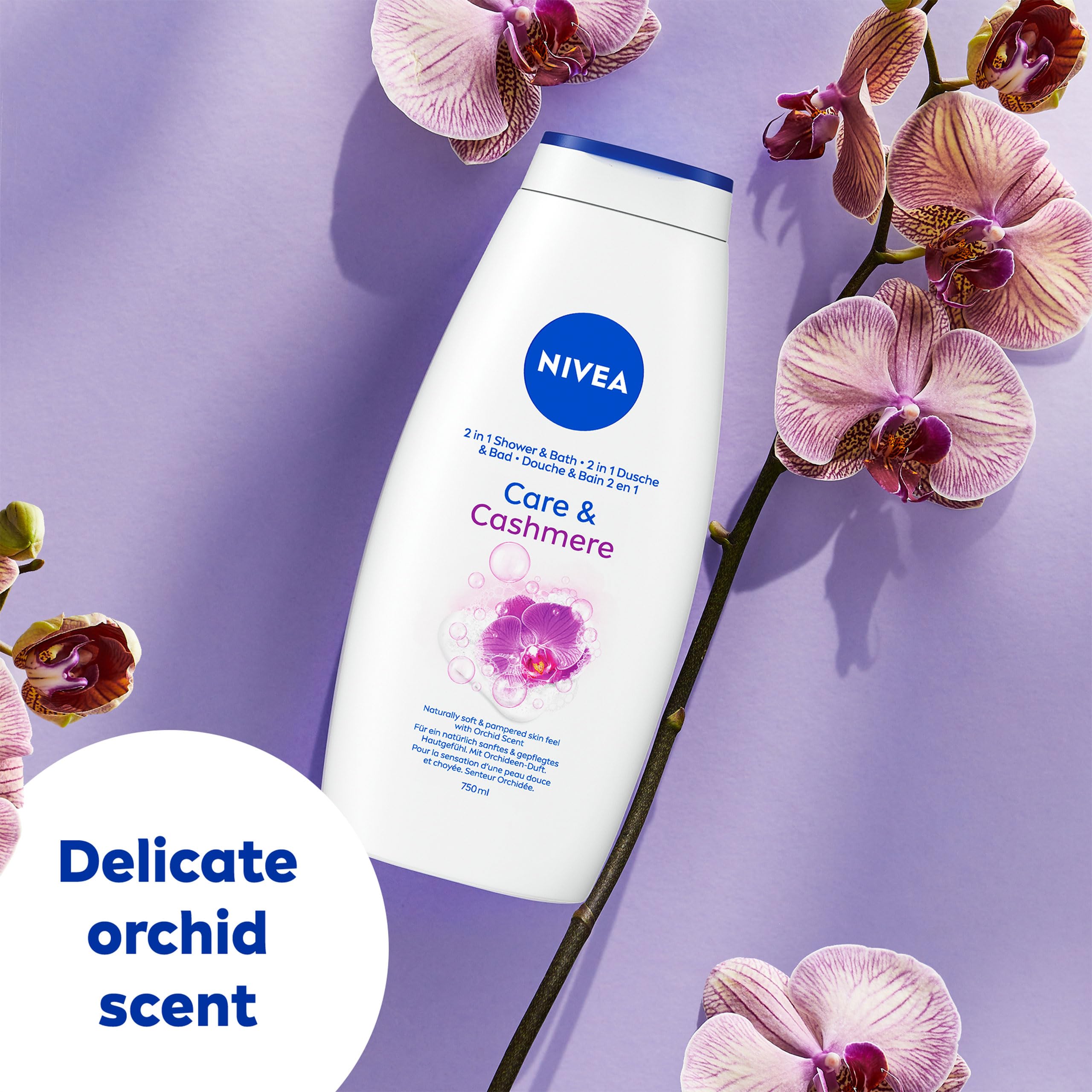 NIVEA 2in1 Cashmere Shower & Bath Gel with Vitamin C, E & Oils (750ml) 3