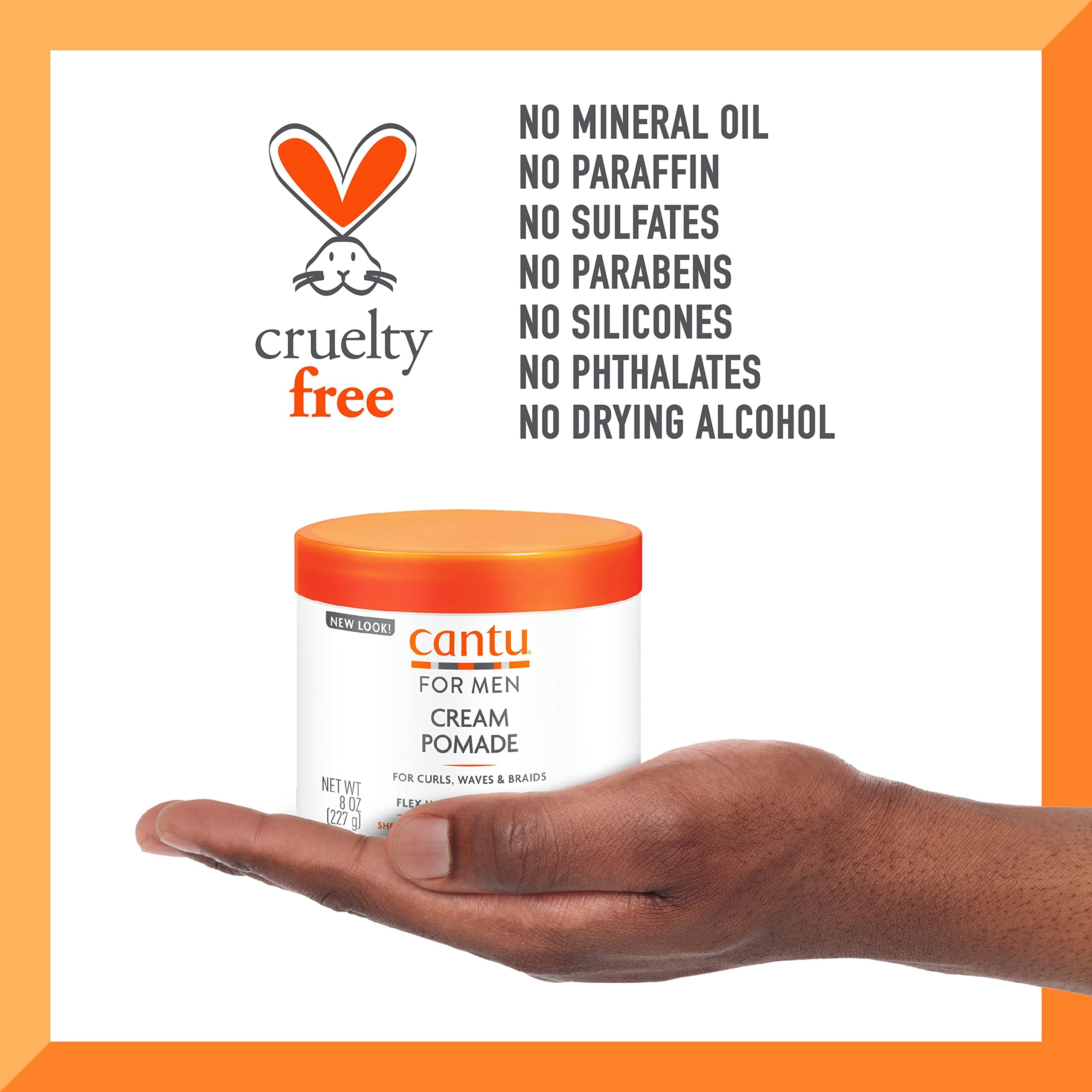 Cantu Men's Styling Cream Pomade for Soft, Defined Curls 227g 8