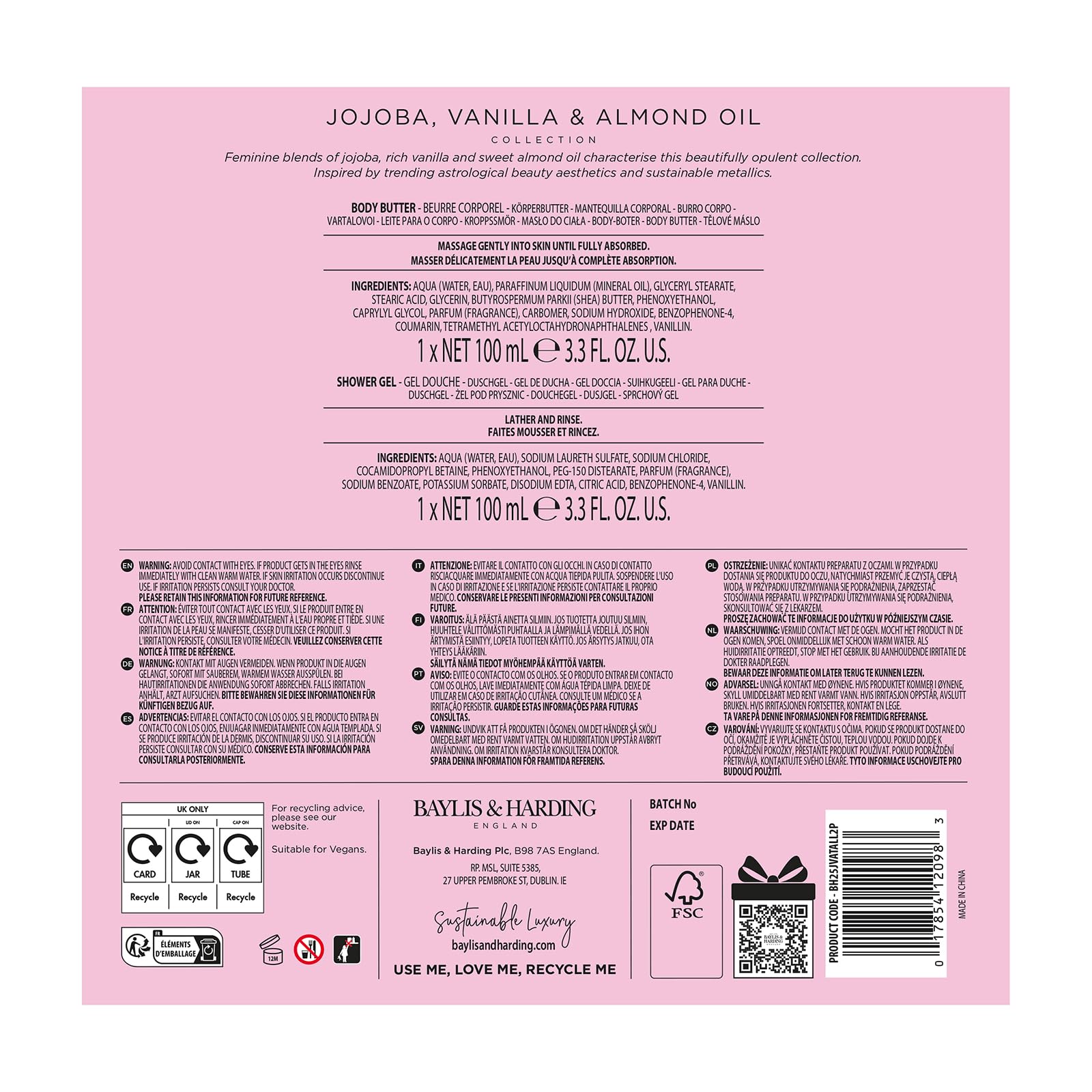 Baylis & Harding Jojoba, Vanilla & Almond Oil Body Pamper Duo Gift Set - Vegan Friendly 7