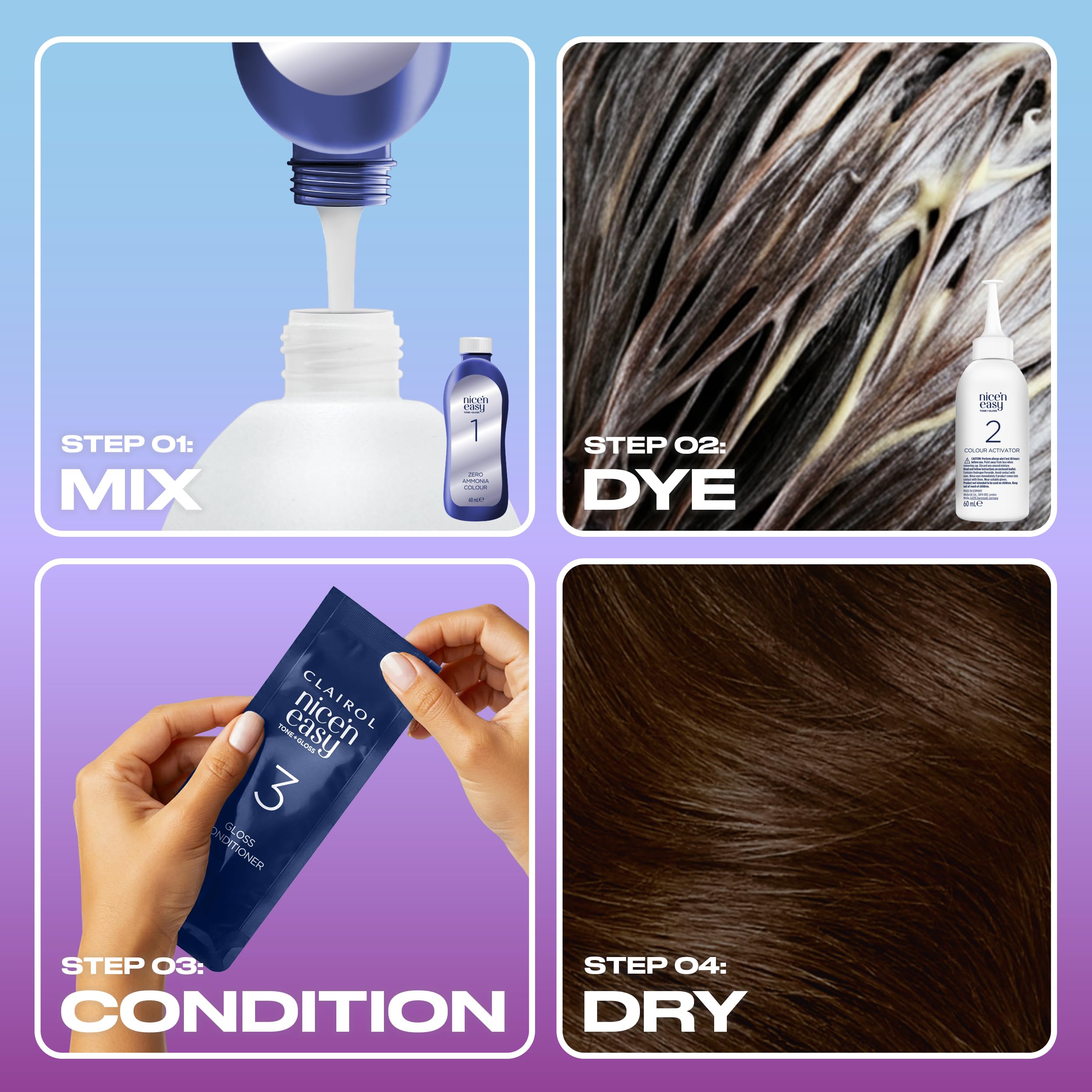 Clairol Nice'n Easy Tone+Gloss Semi Permanent Hair Dye - 403/82 Dark Warm Brown 5