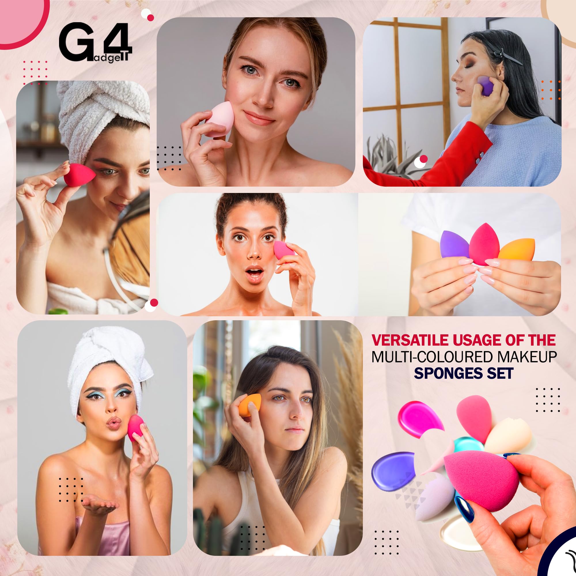 G4GADGET 12 PCS Multi-Coloured Makeup Sponges Set for Flawless Foundation Application 7