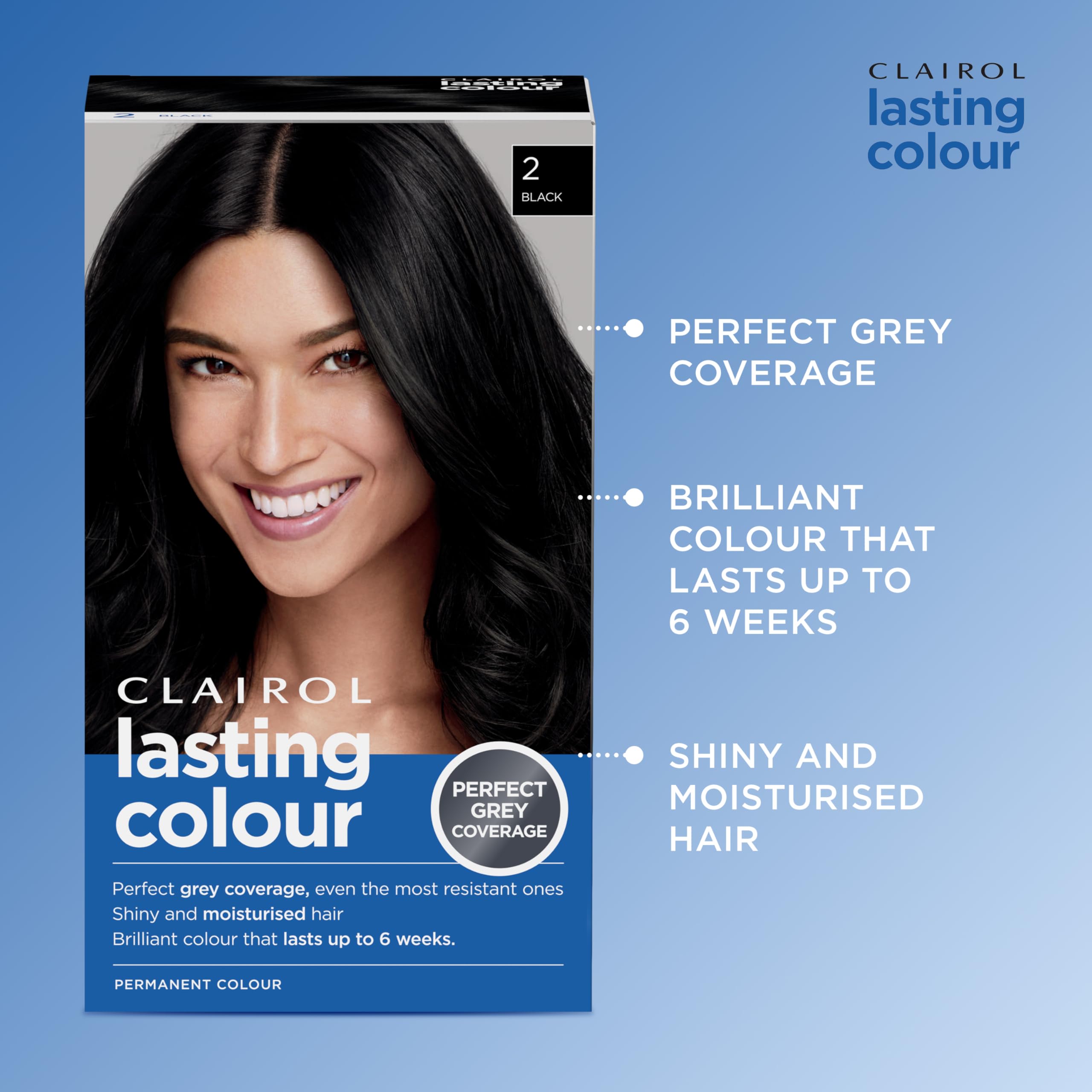 Clairol Permanente Haarfarbe | Ideale Grauabdeckung | Glänzendes und gepflegtes Haar | 2 Schwarz 5