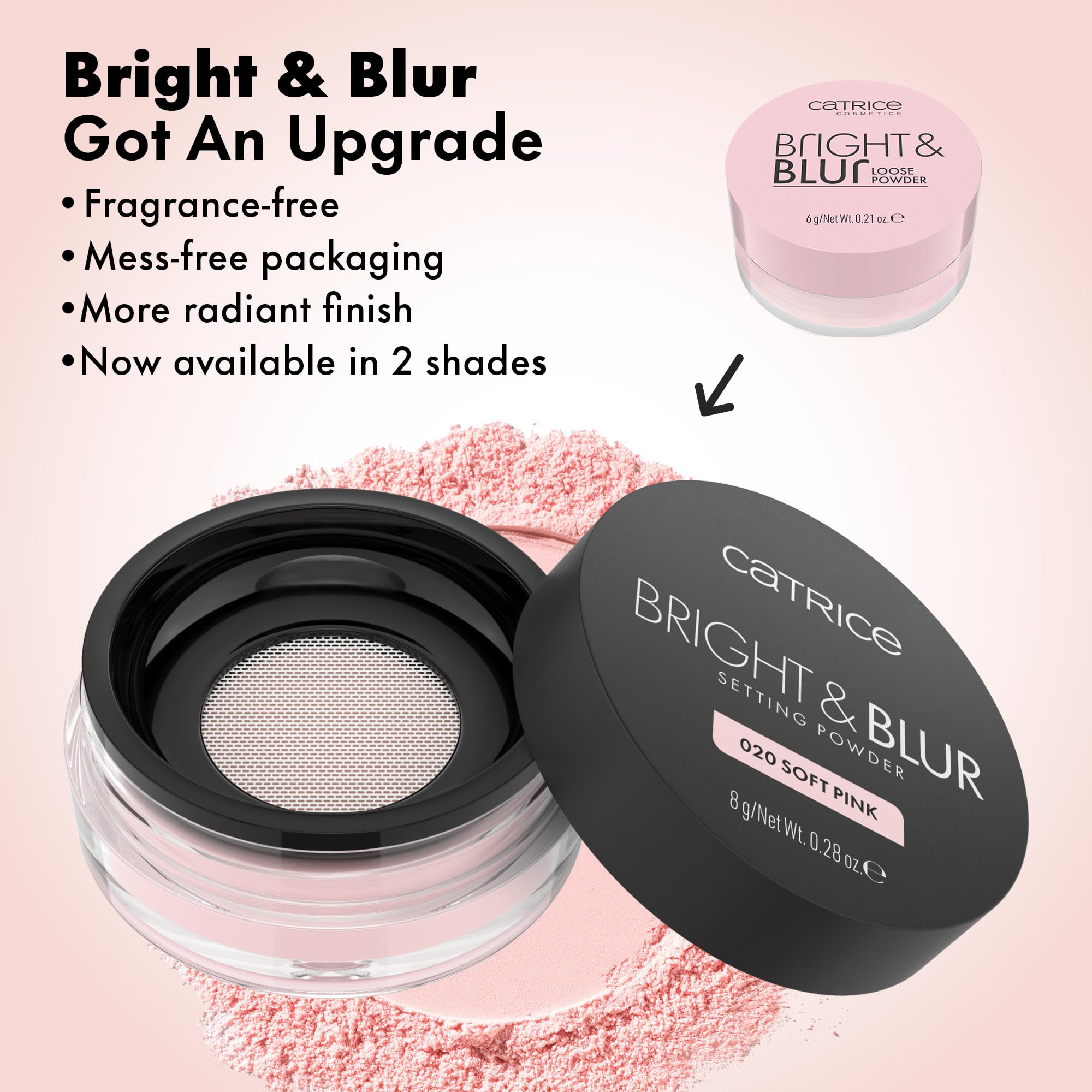 CATRICE Bright & Blur Setting Powder 020 Soft Pink - Smoothing, Pore Refining, Fixing 3