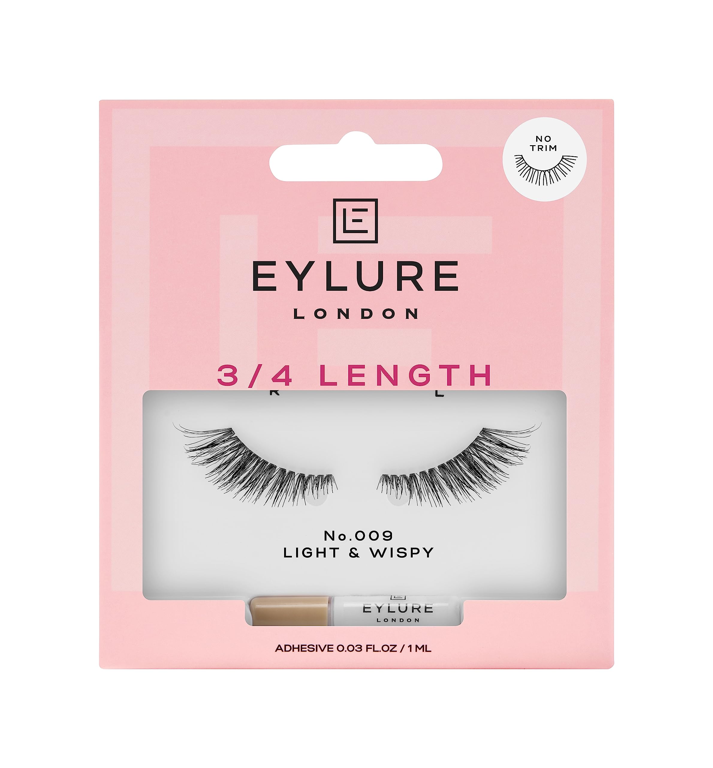 Eylure Length False Eyelashes 009 Black, Reusable, Contact Lens Friendly, 1 Pair
