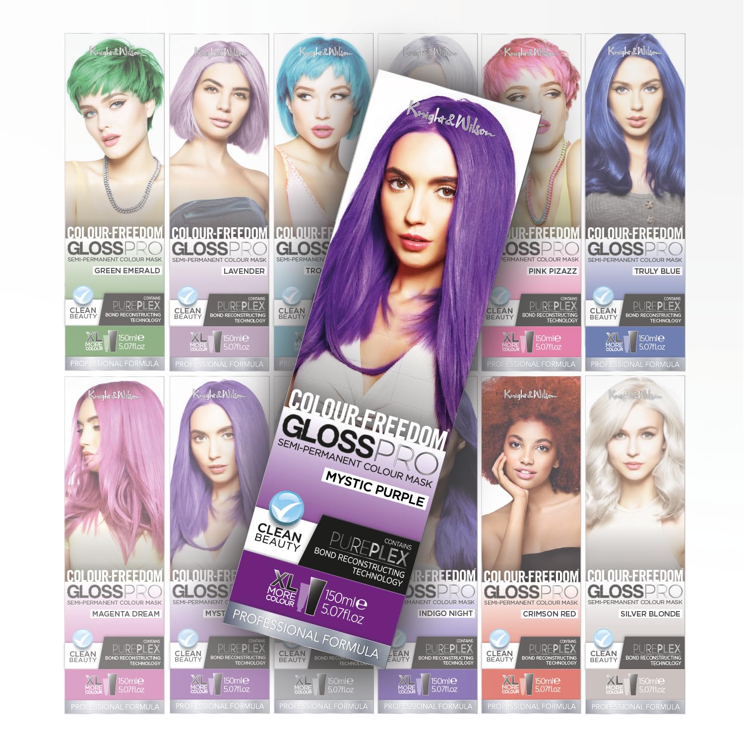 Knight & Wilson Colour Freedom Gloss Pro Mystic Purple Semi-Permanent Hair Colour 150ml with PurePlex 10