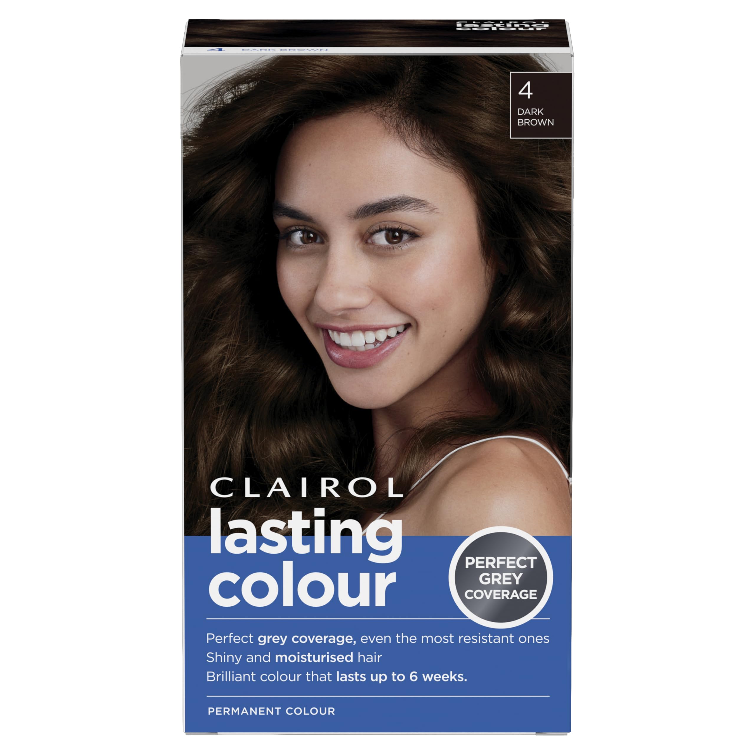 Clairol Permanente Haarfarbe | Ideale Grauabdeckung | Glänzendes und gepflegtes Haar | 4 Dunkelbraun