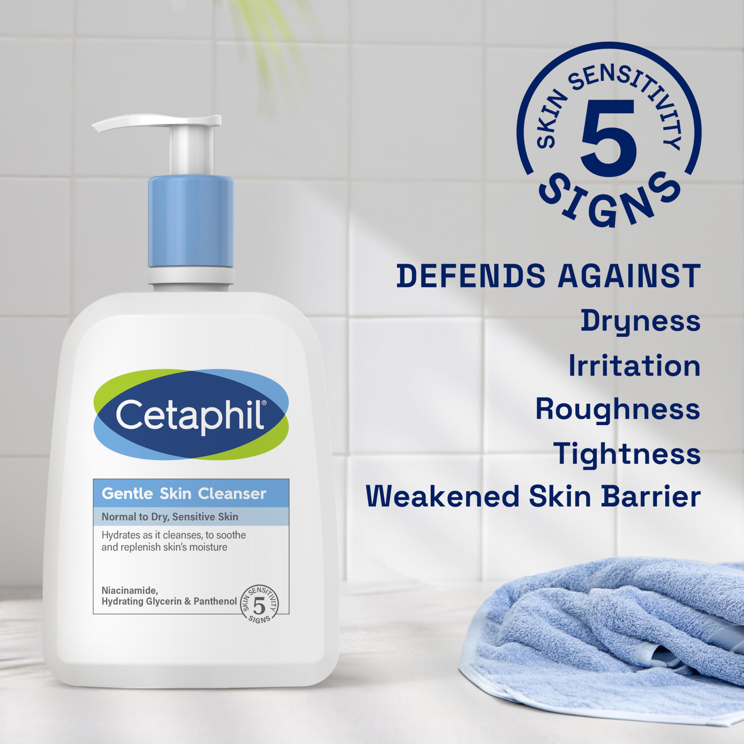 Cetaphil Gentle Skin Cleanser 1L Face & Body Wash for All Ages & Sensitive Skin 8