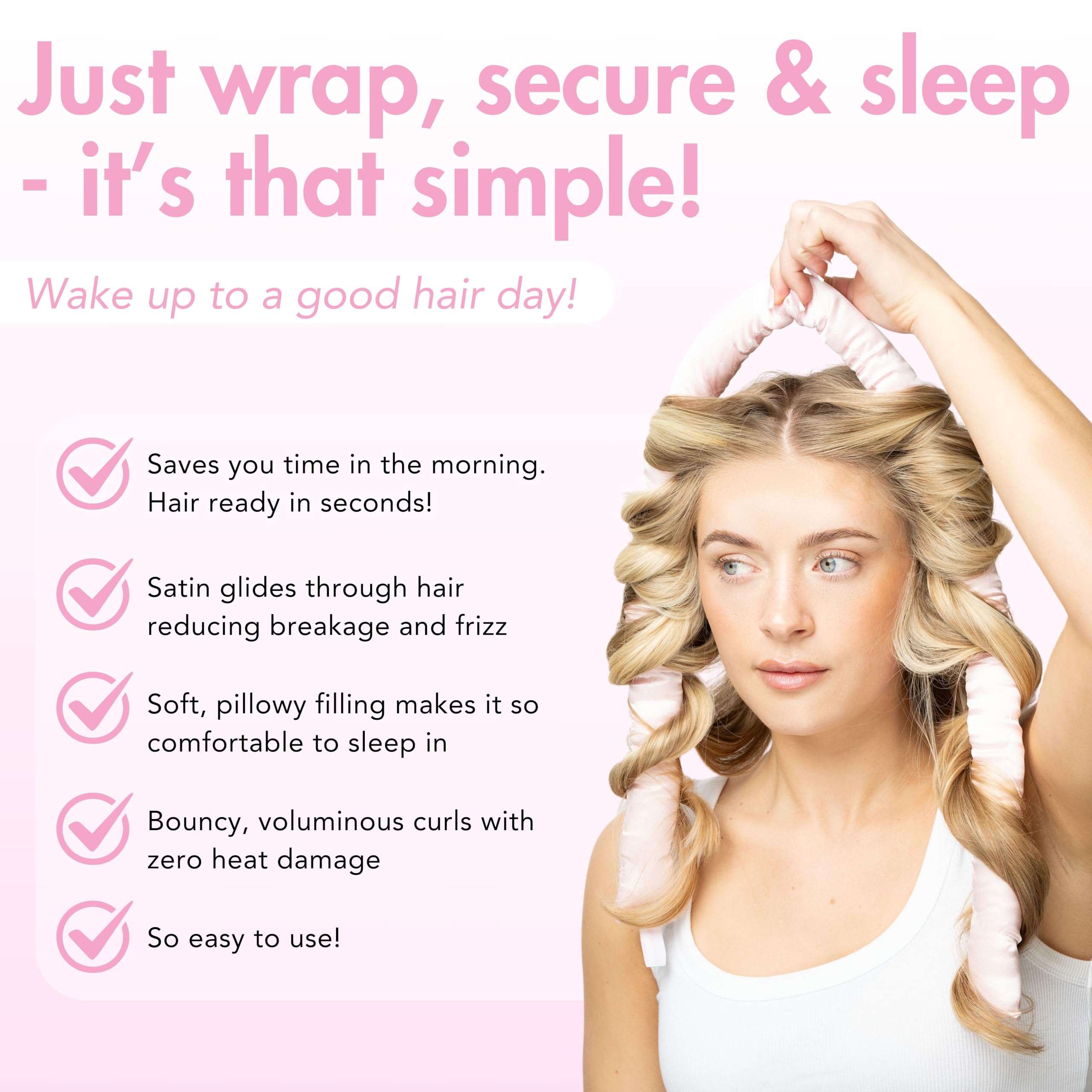 Brushworks Heatless Hair Curler Overnight No-Heat Curling Rod Set with Satin Scrunchies 7