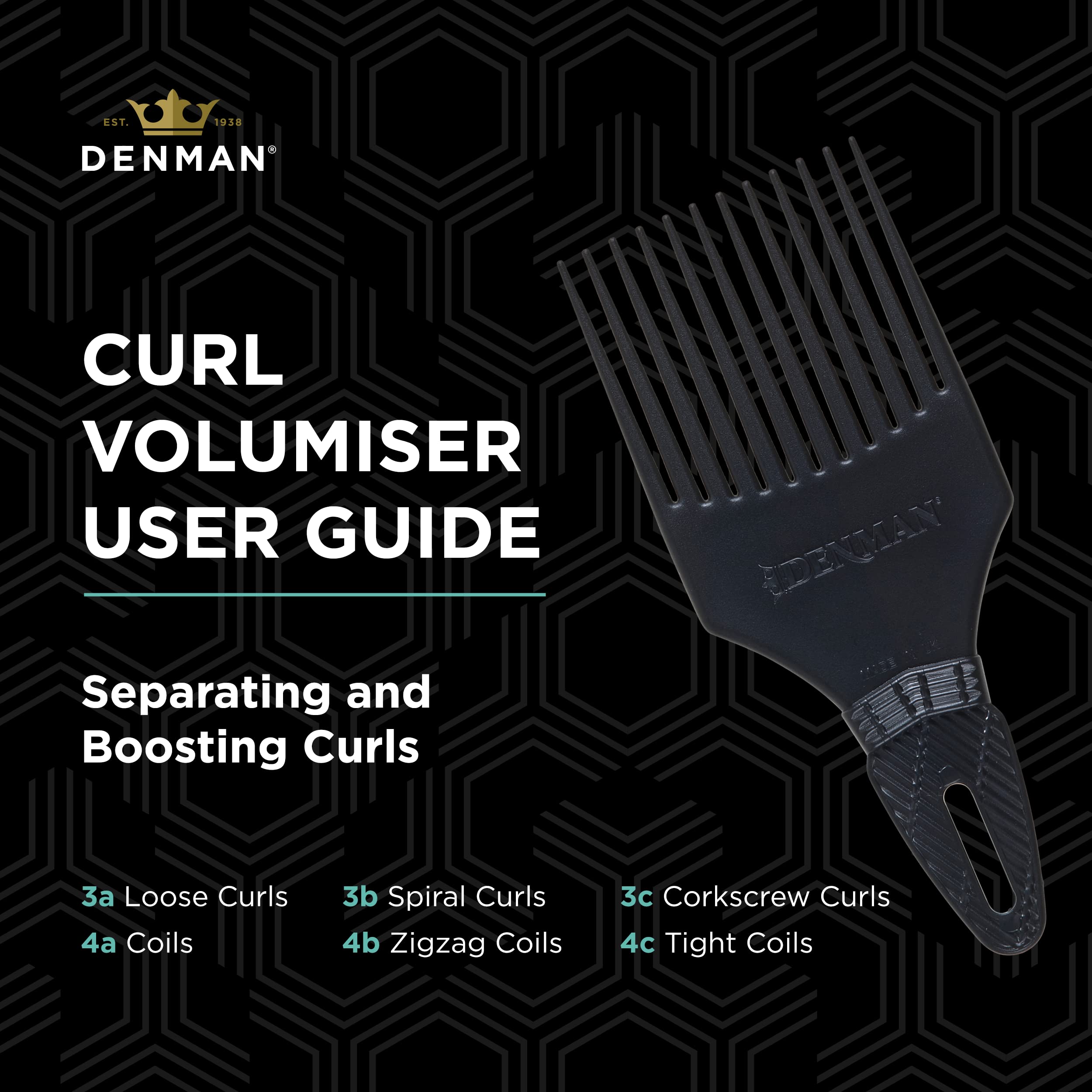 Denman Jack Dean Curl Volumiser Comb for Separating, Styling, and Defining Curls 6