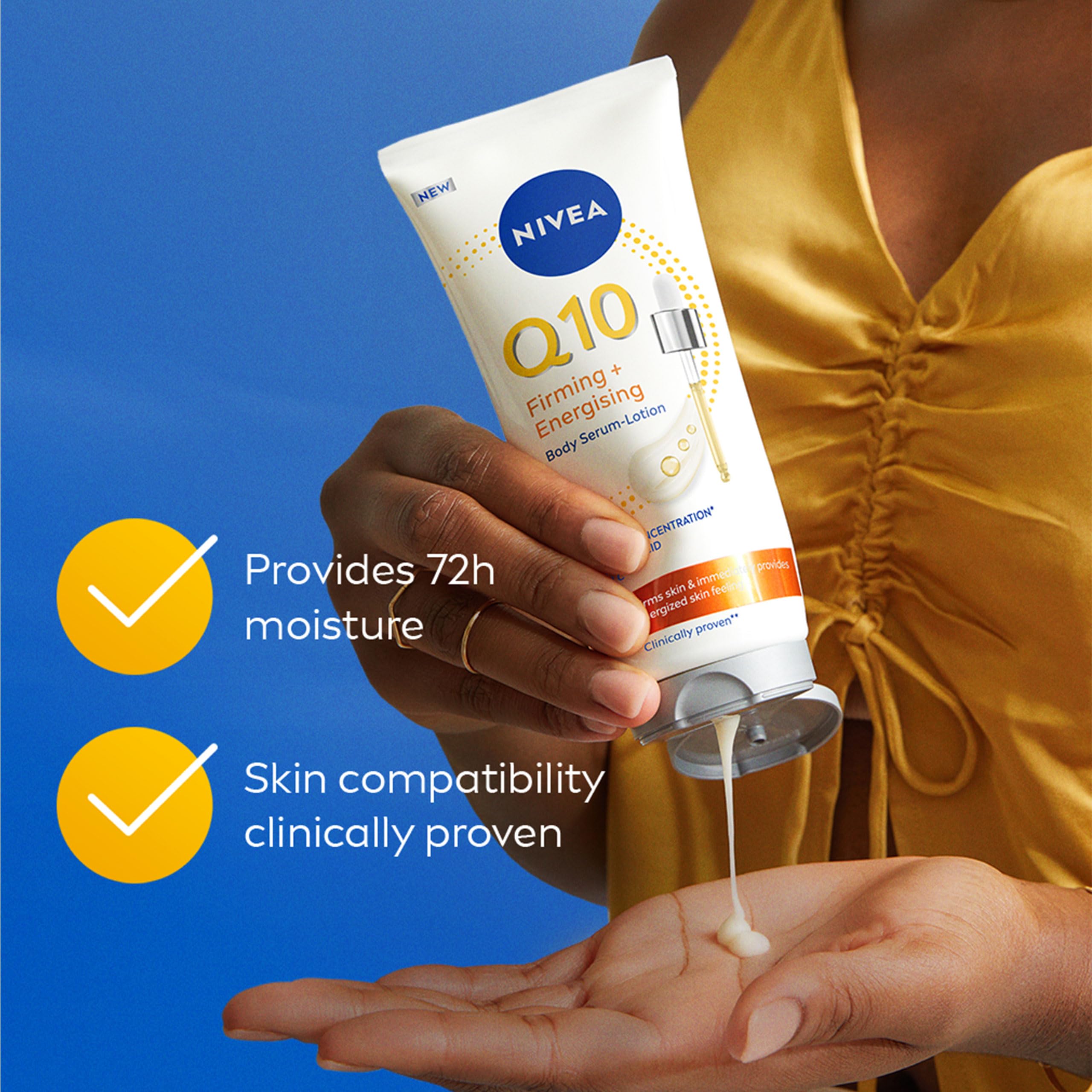 NIVEA Q10 Firming + Energising Body Serum Lotion Tube 200ml with Vitamin C & Hyaluronic Acid 3