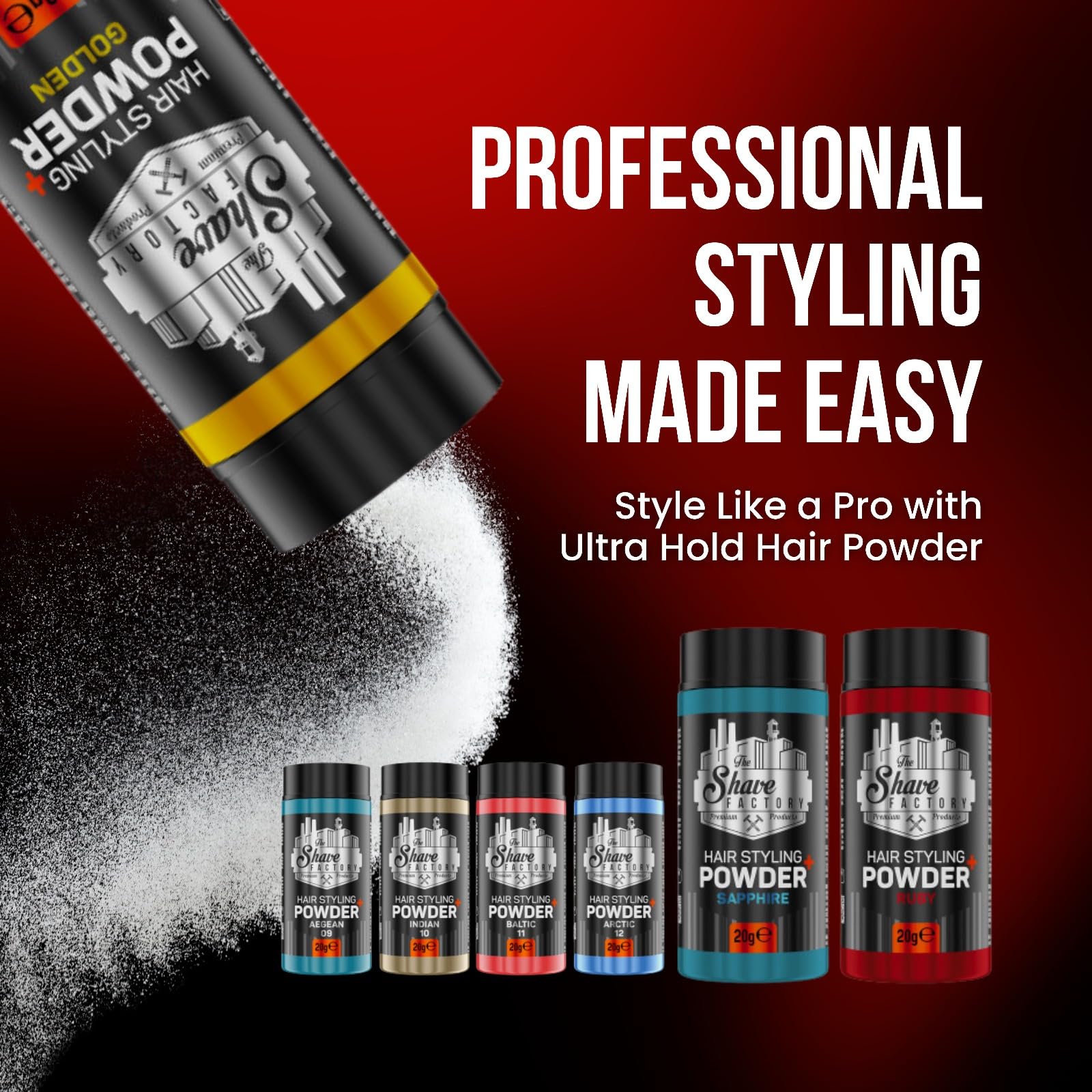 The Shave Factory Ultra Hold Hair Styling Powder Aegean 20g – Strong Hold & Volume