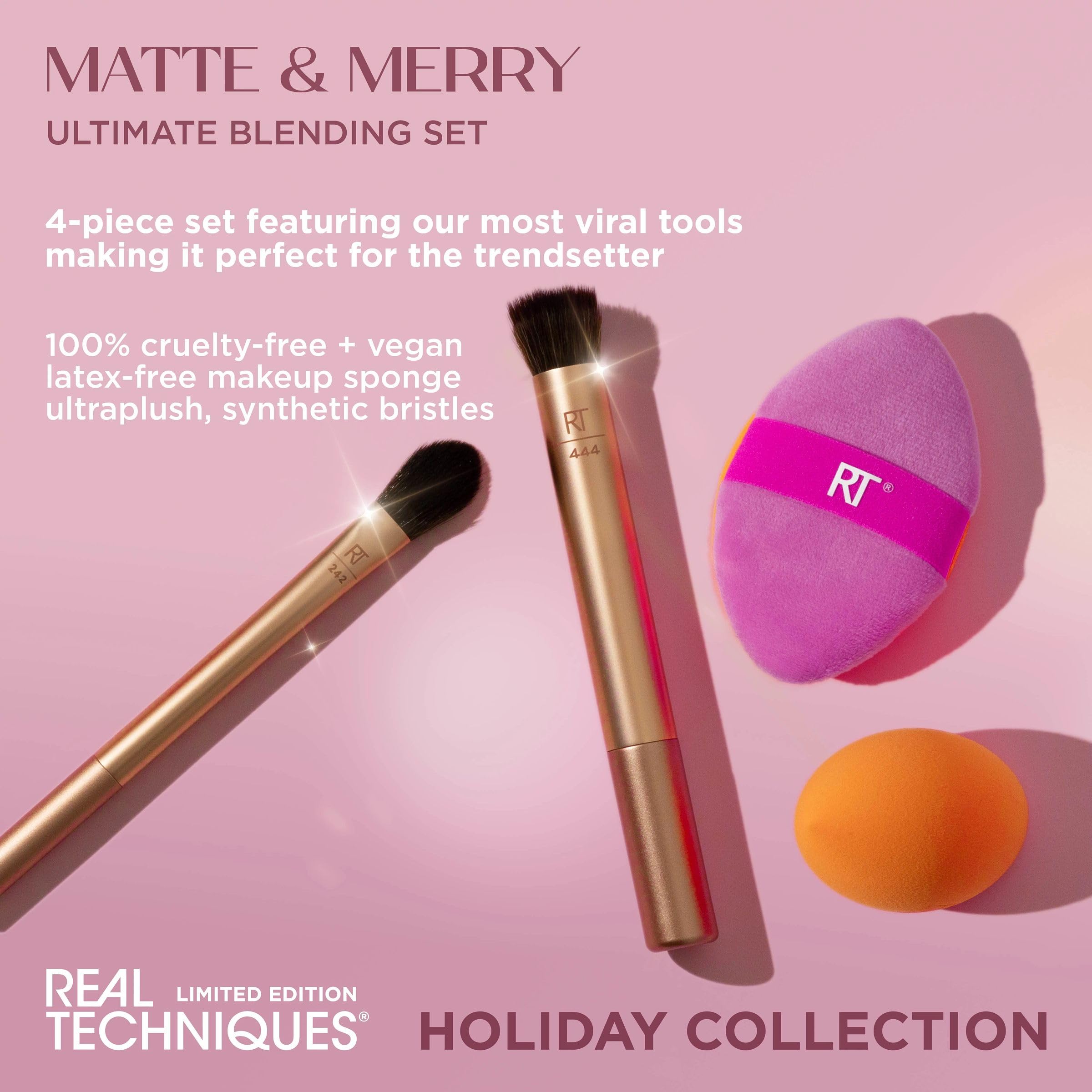 Real Techniques Matte & Merry Ultimate Blending Kit - 4 Piece Limited Edition Set