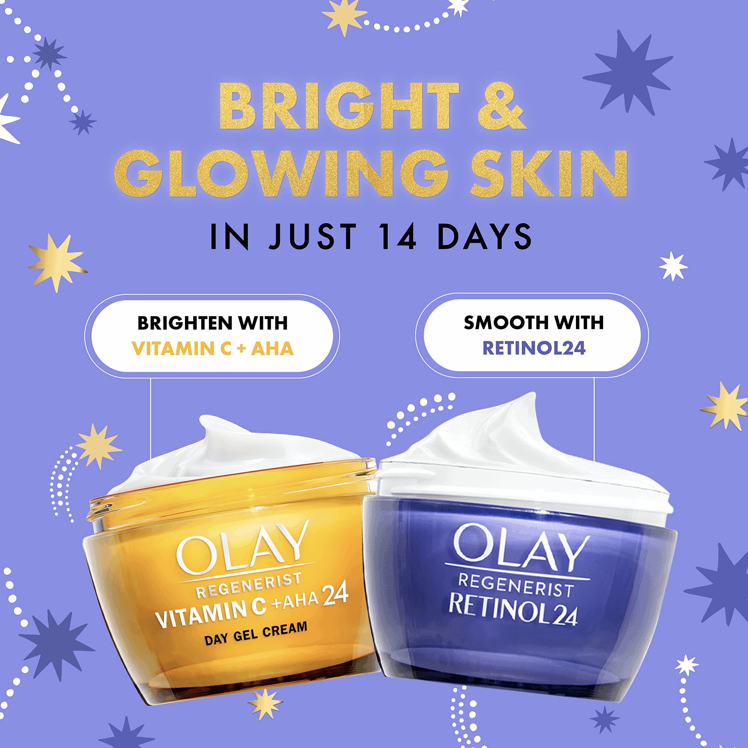 Olay Ultimate Glow Up Hautpflege-Geschenkset mit Vitamin C + AHA24 Creme, Retinol24 Nachtcreme und Gua Sha 4