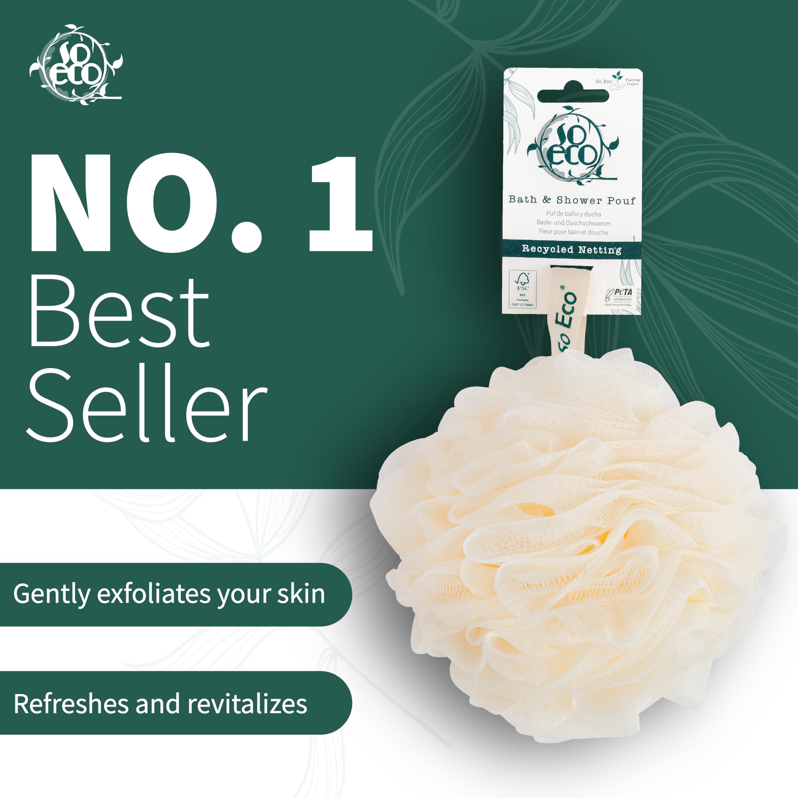 So Eco 100% Recycled Bath and Shower Pouf for Gentle Exfoliation 4