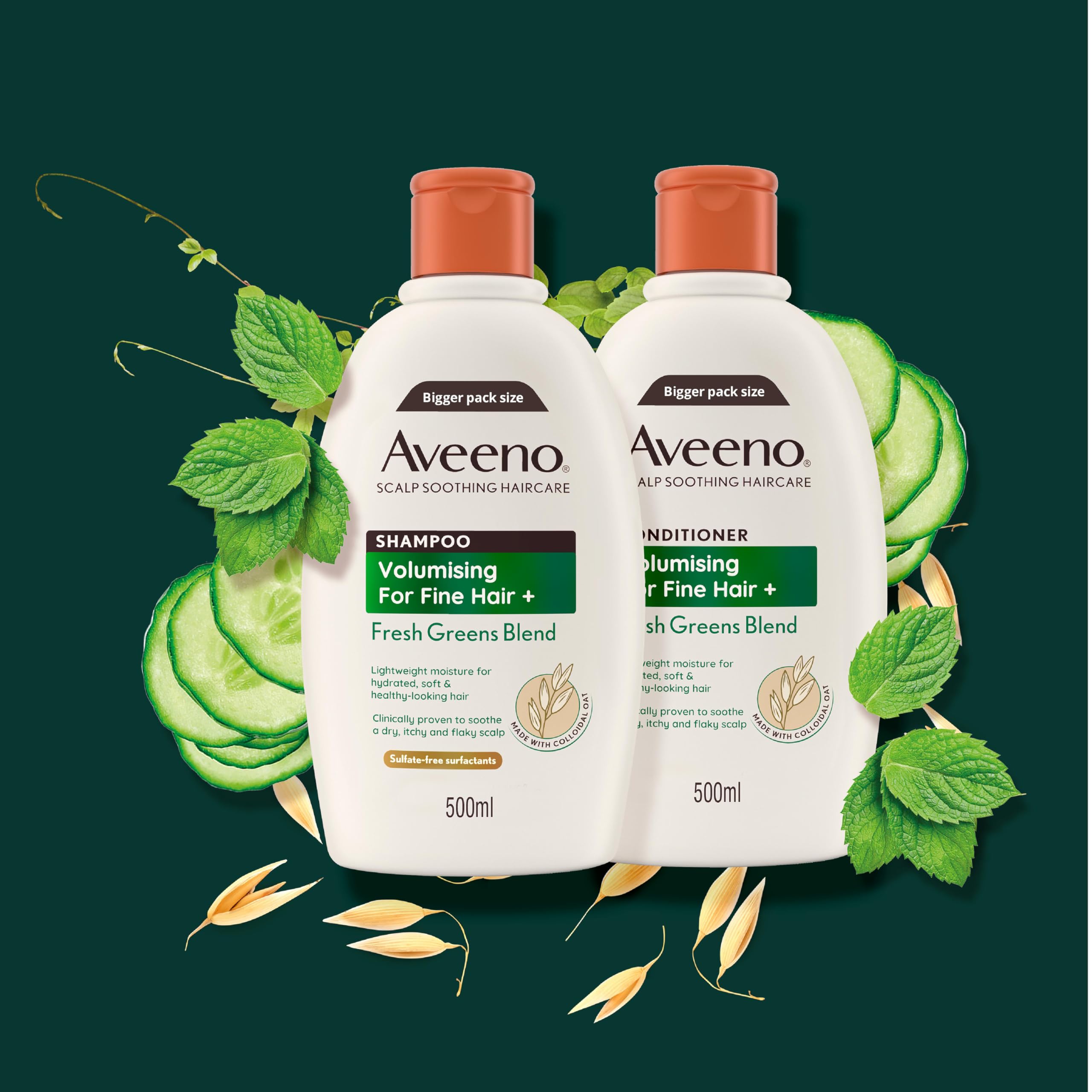 Aveeno Scalp Soothing Volumising Conditioner, Fresh Green Blend, 500ml