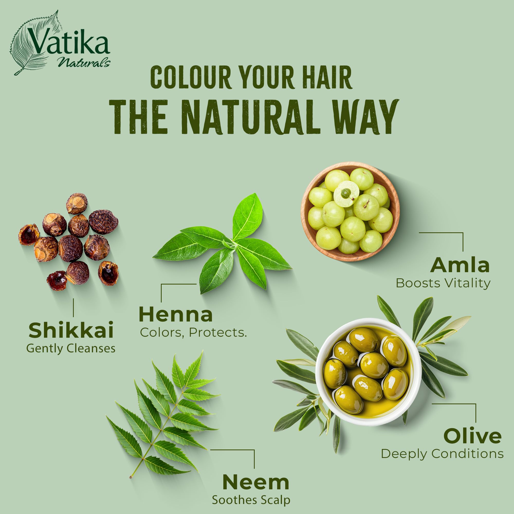 Vatika Henna Naturbraune Haarfarbe - 60 g (6 x 10 g Beutel), 100 % Ammoniak 4