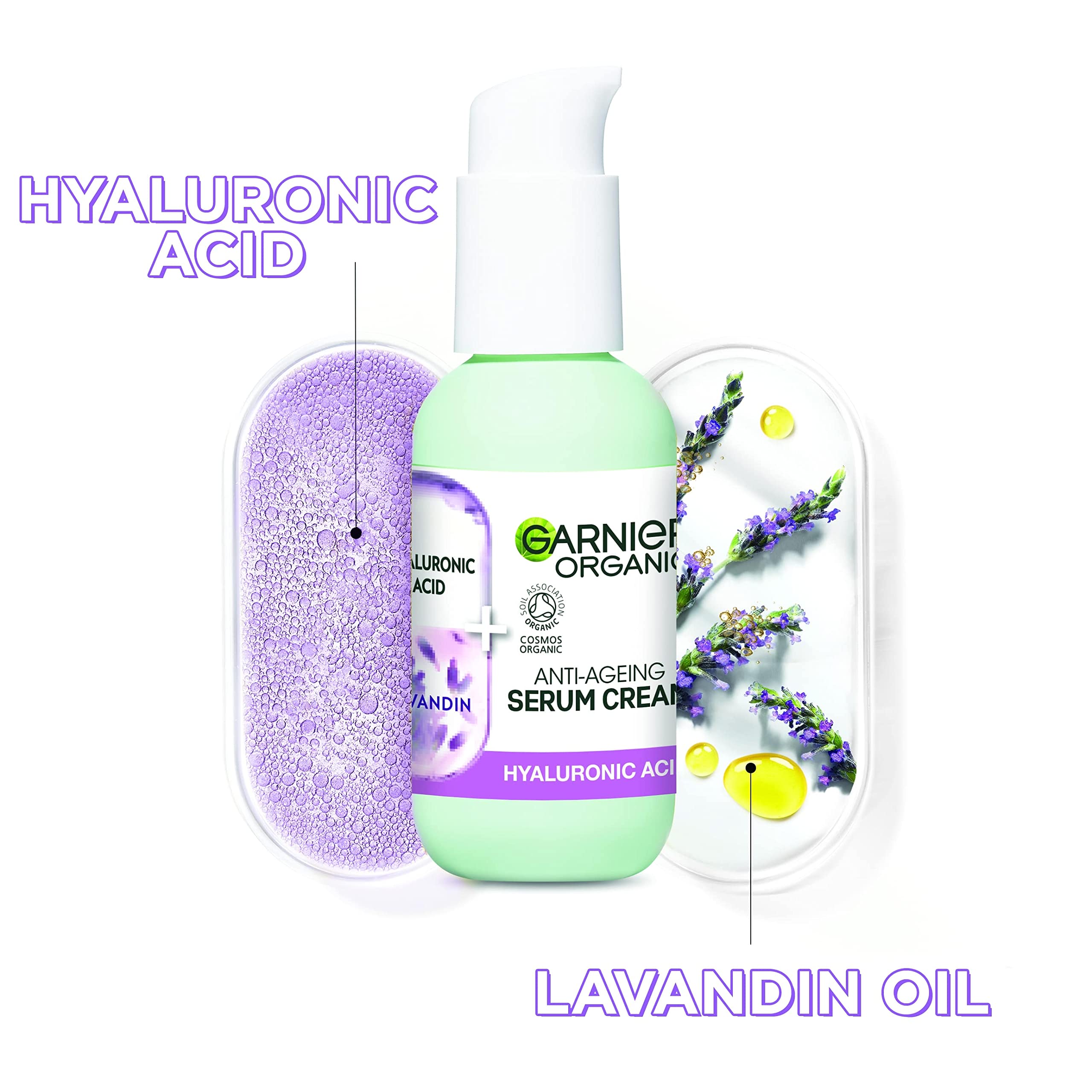 Garnier Organic Lavandin & Hyaluronic Acid Serum Cream 2in1 Replumping Anti-Ageing 3