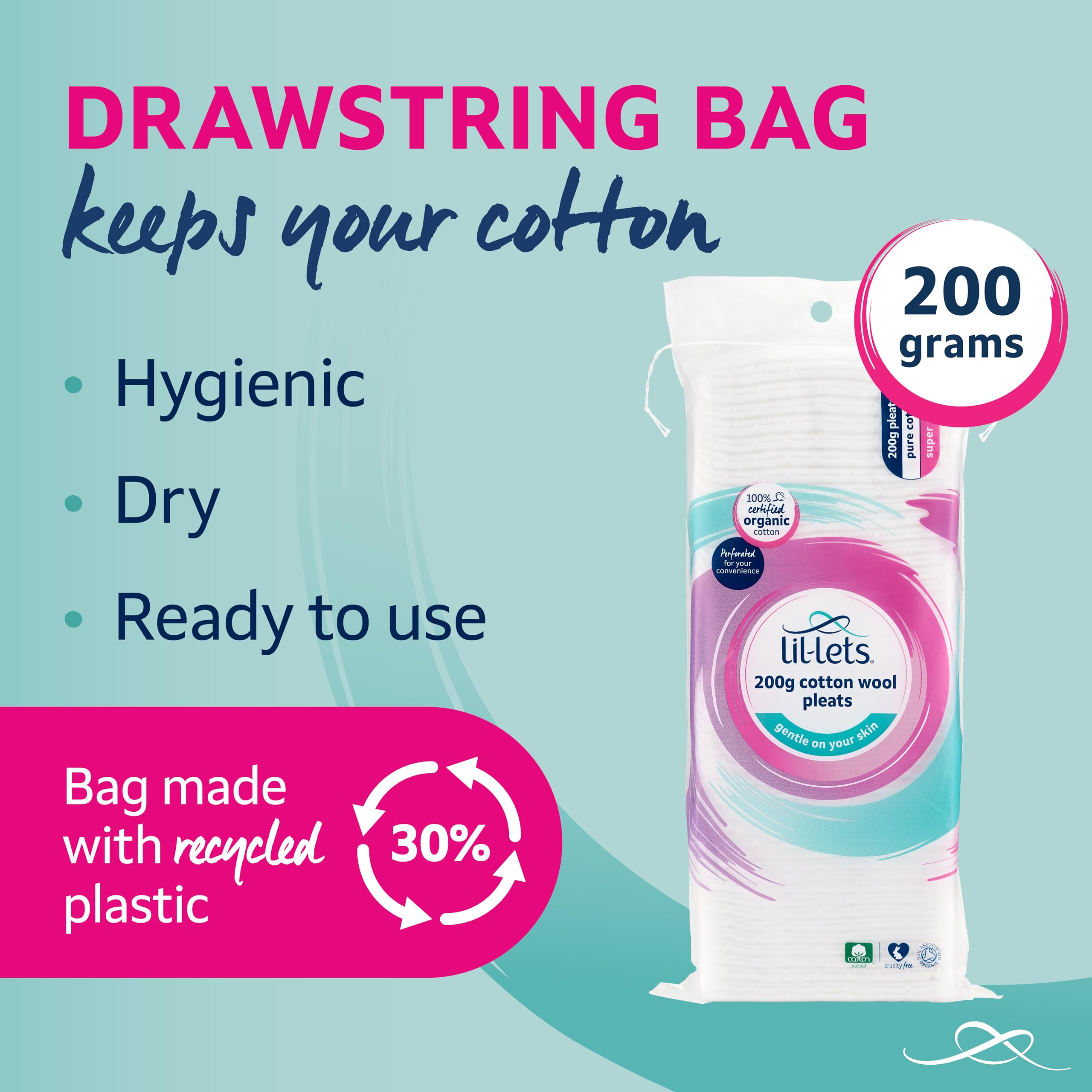 Lil-Lets Certified Organic Cotton Wool Pleats, 200g - 100% Pure, Soft & Absorbent 5