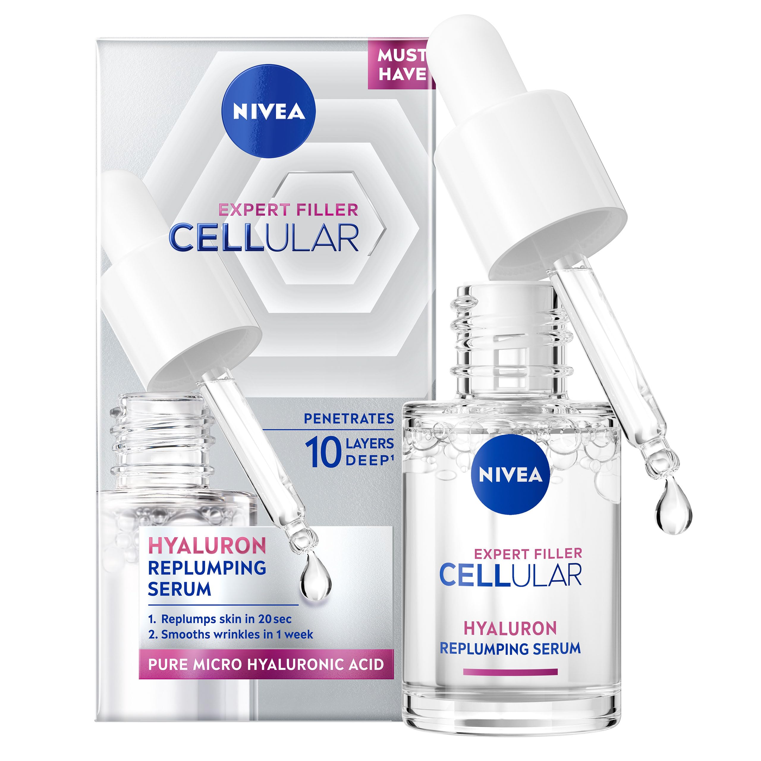 NIVEA Cellular Expert Filler Hyaluron Acid Replumping Serum for Anti-Aging (15ml)