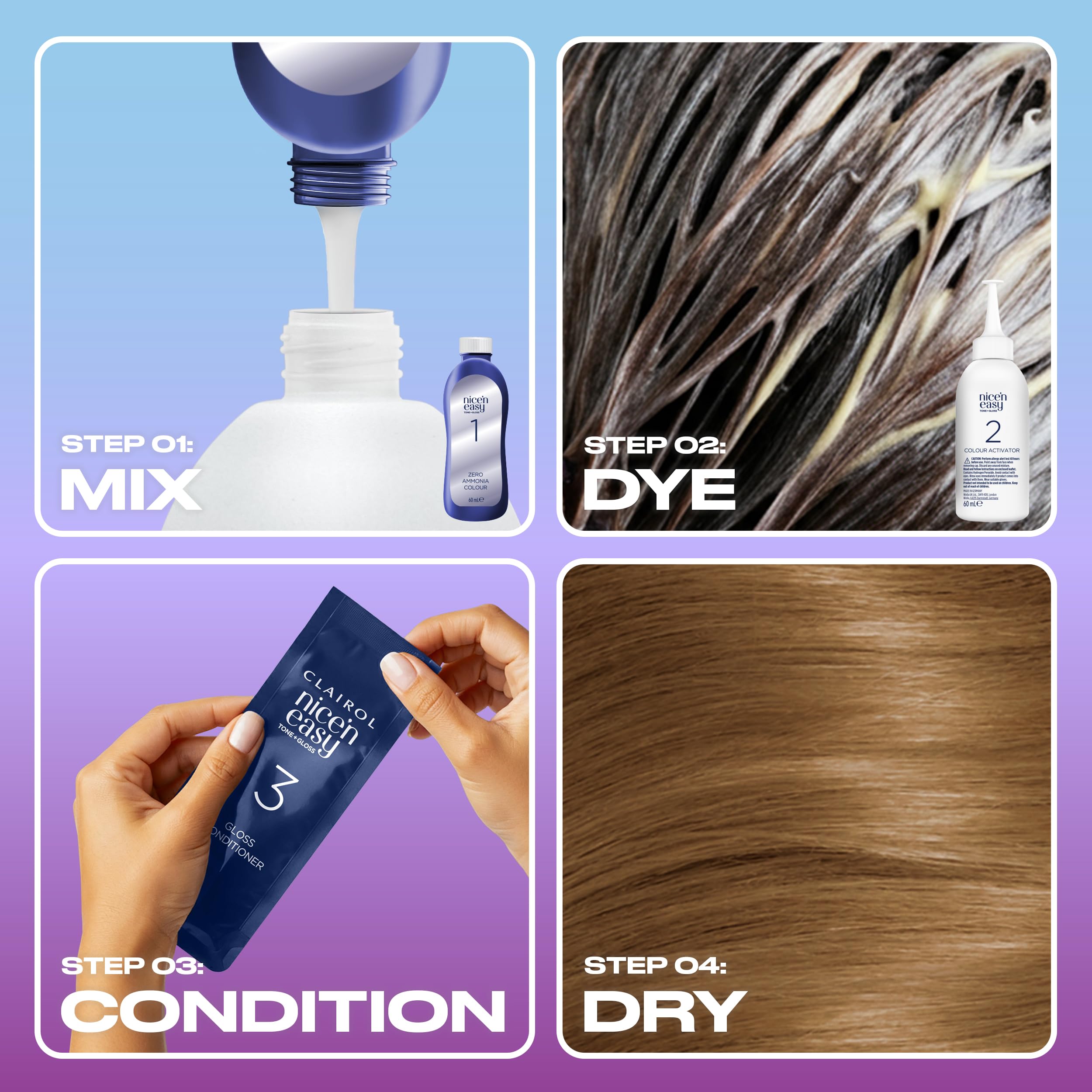 Clairol Nice'n Easy Tone+Gloss Semi-permanente Haarfarbe – 811/73 Mittel-Aschgrau 5