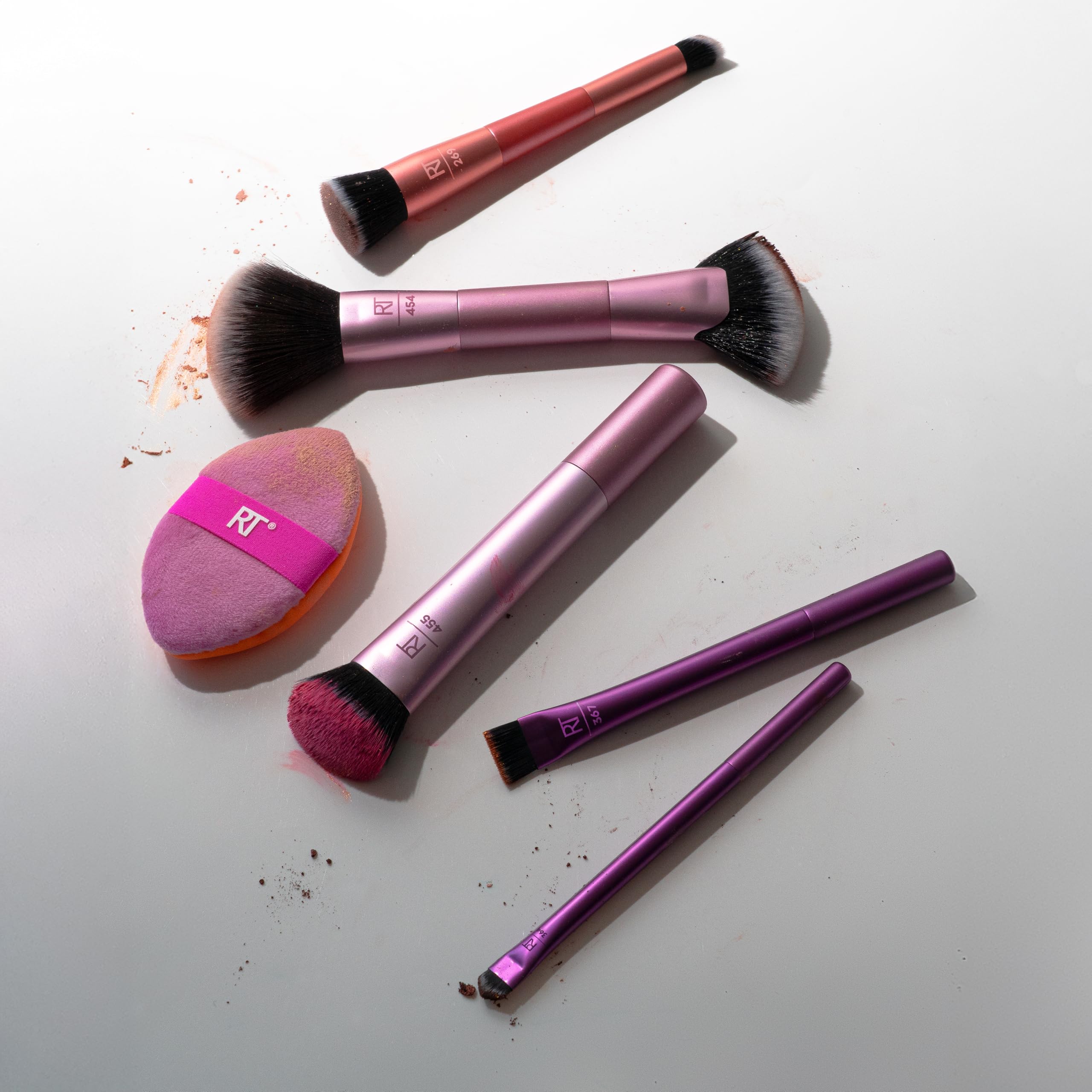 Real Techniques Big Blends Energy Brush + Dual-Sided Puff 6 Piece Makeup Kit 6