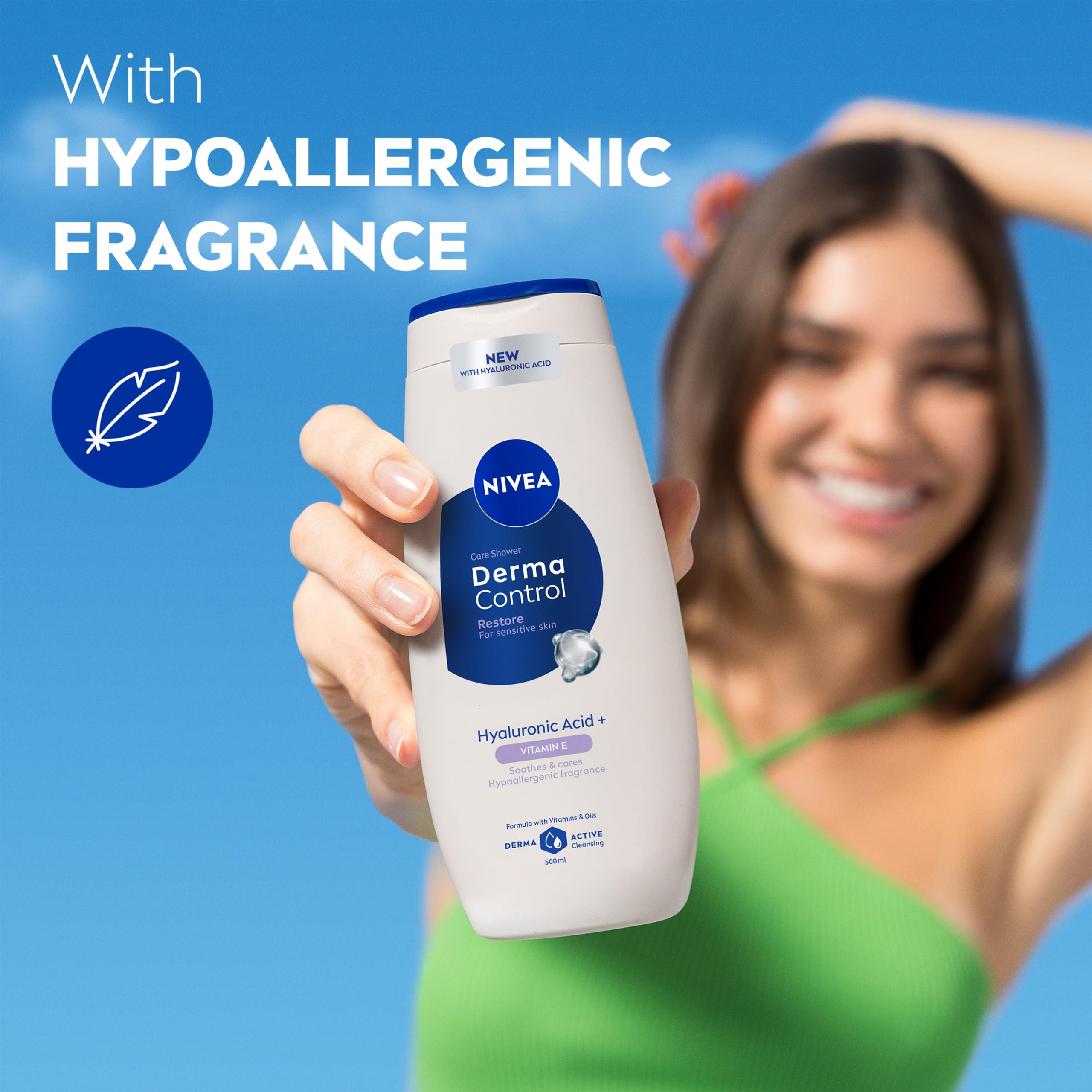 NIVEA Derma Control Restore Shower Gel 500ml Moisturising Body Wash for Sensitive Skin 7