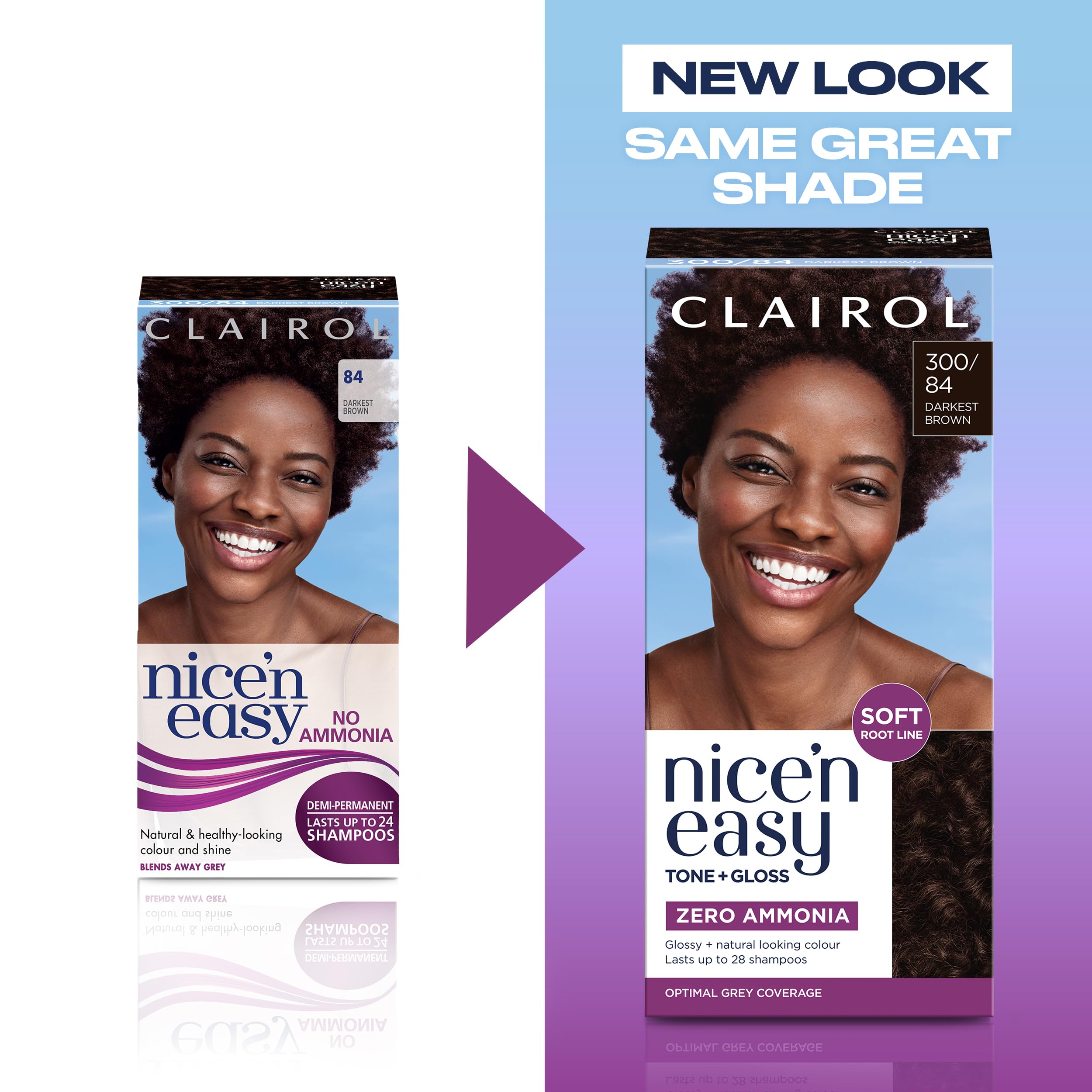 Clairol Nice'n Easy Tone+Gloss Semi Permanent Hair Dye - 300/84 Darkest Brown