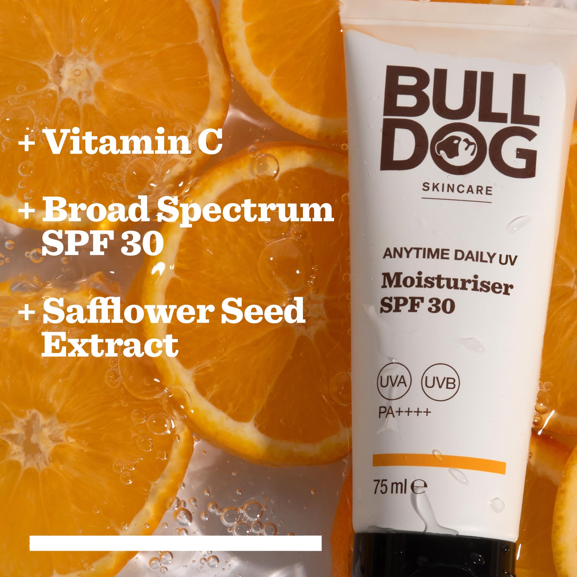 BULLDOG SKINCARE Anytime Daily UV Feuchtigkeitscreme LSF 30 für Männer 75 ml, Safrangelb 5