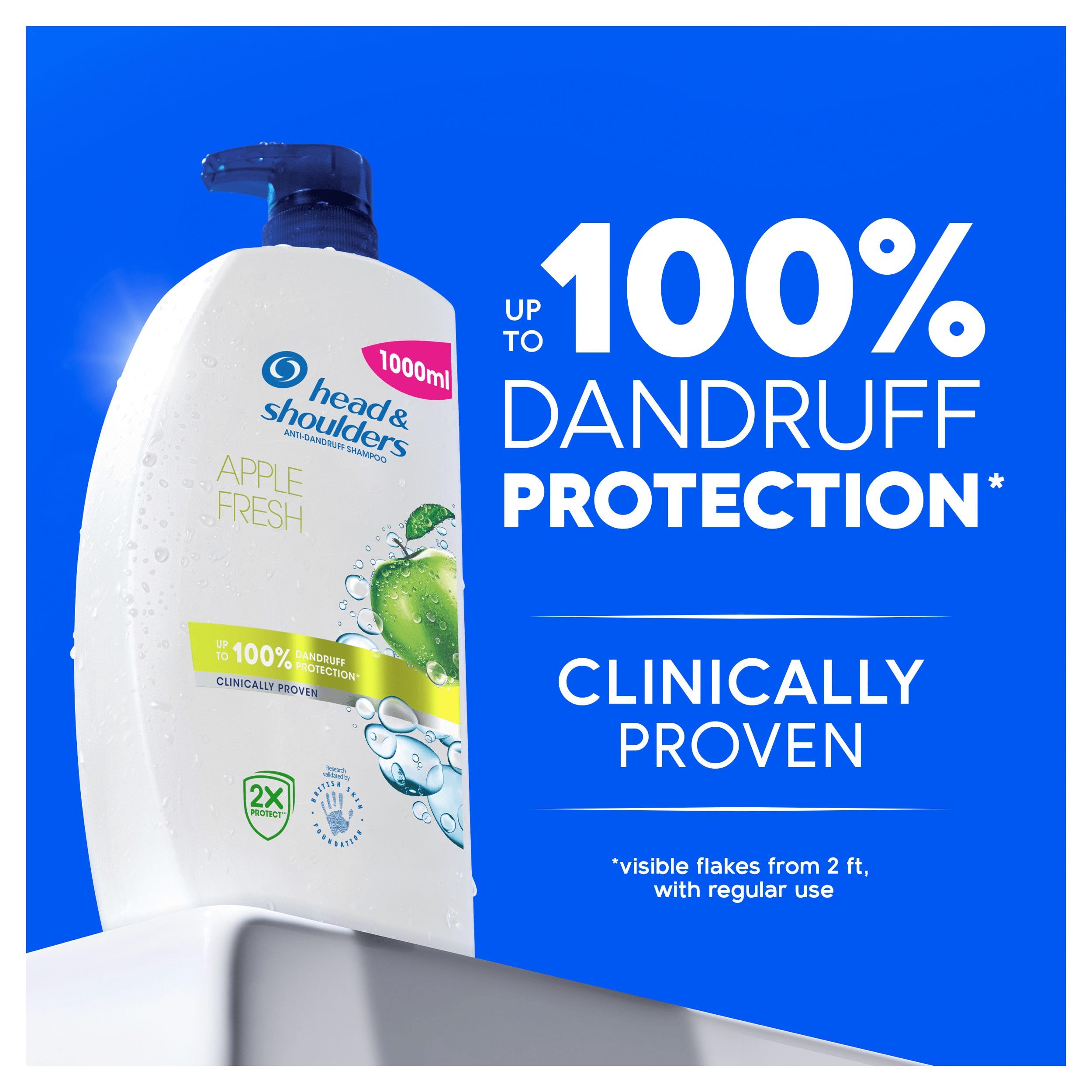 Head & Shoulders Apple Fresh Anti-Dandruff Shampoo, 1000ml, Up to 100% Flake Free, Clinically Proven