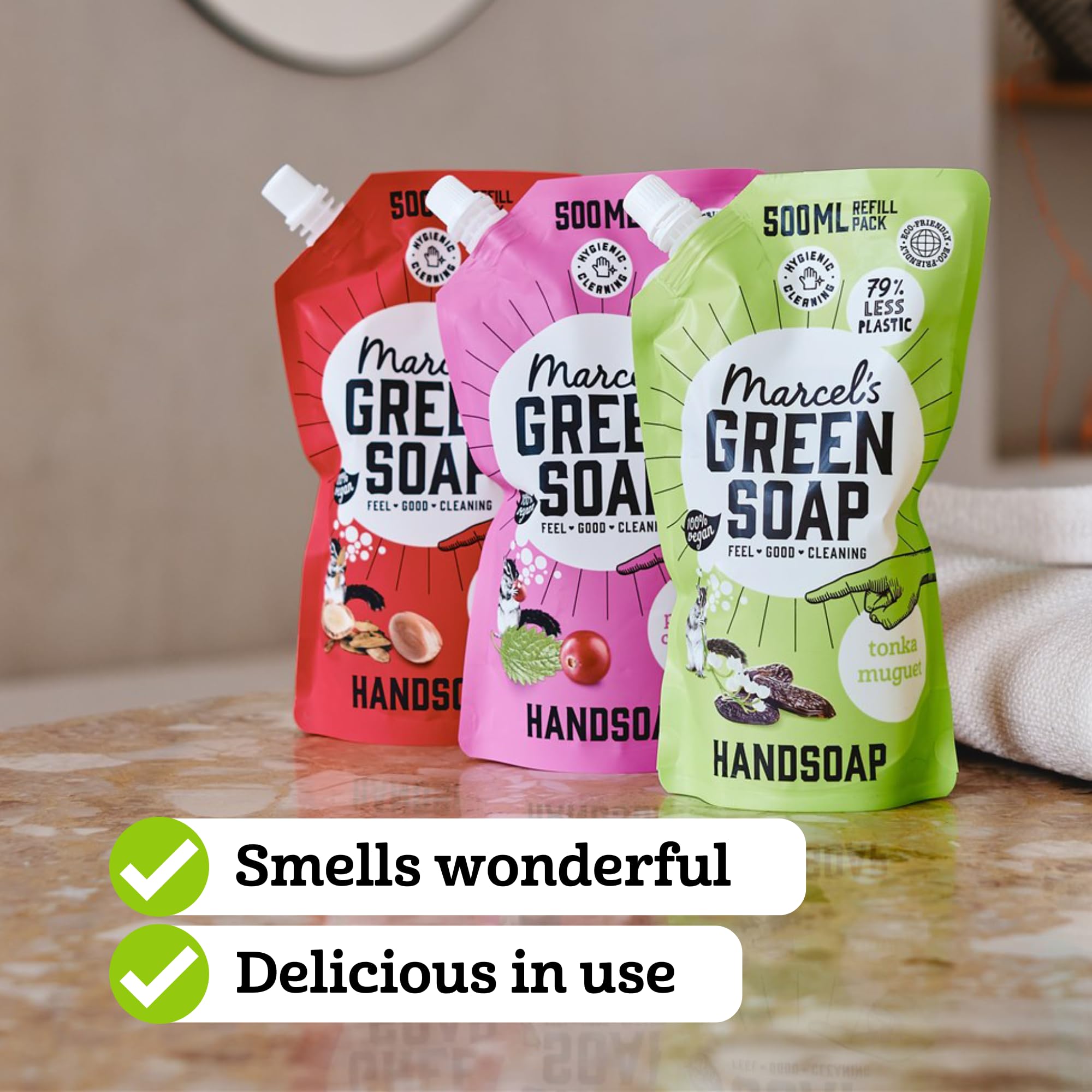 Marcel's Green Soap Hand Soap Refill Patchouli & Cranberry - 500 ml 3