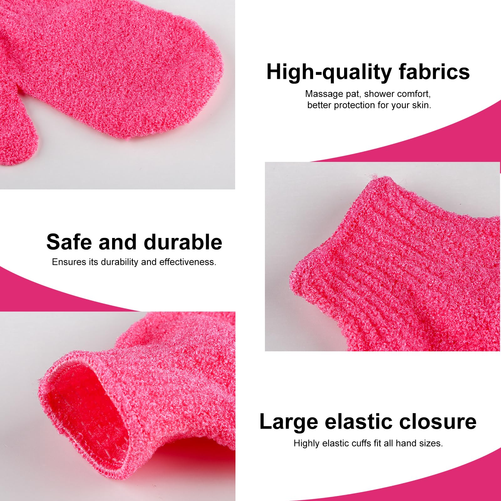Lafefe 6pcs Exfoliating Shower Gloves Mitts for Dead Skin Removal and Pore Cleansing 3
