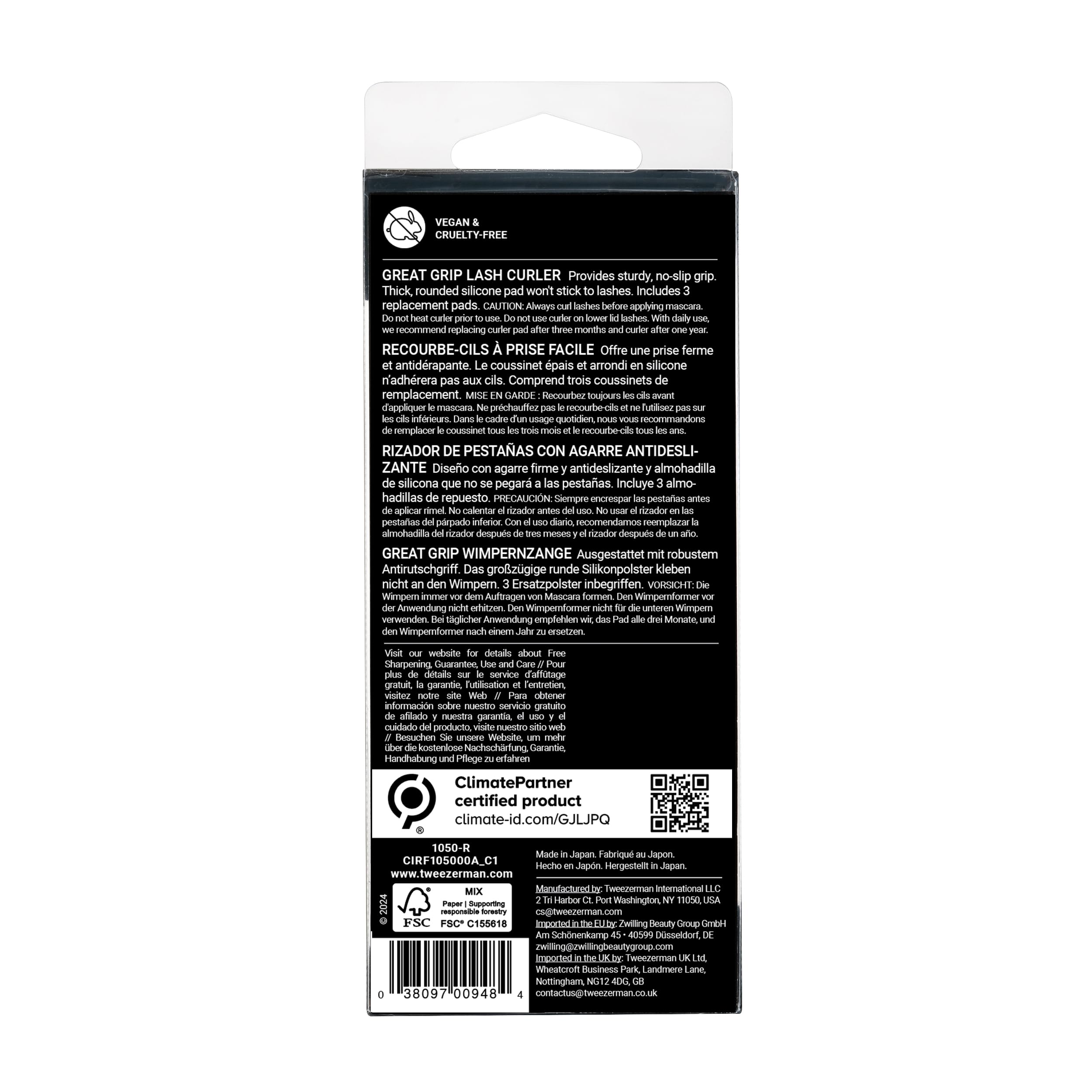 Tweezerman Onyx Great Grip Eyelash Curler with 50g Weight 6