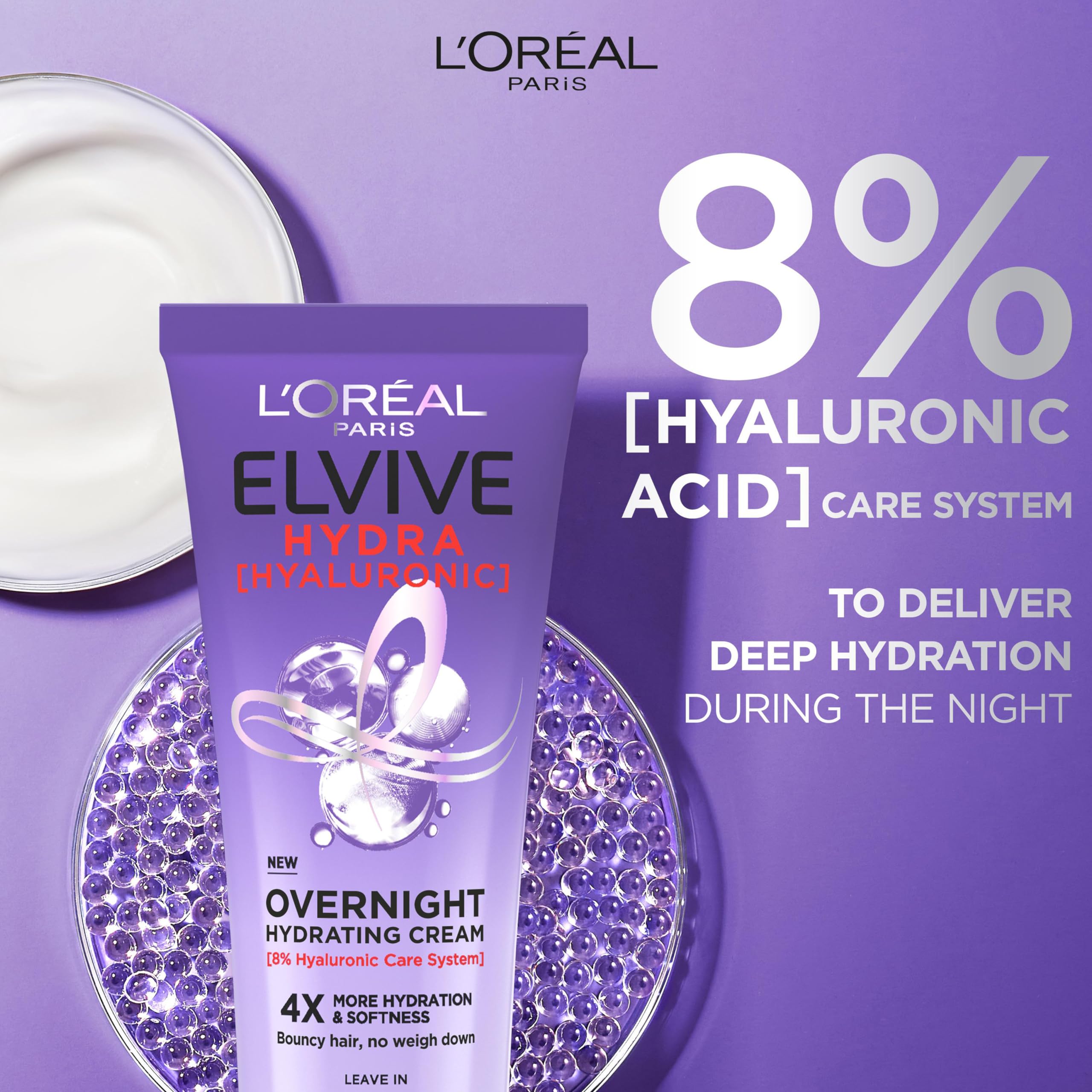 L'Oréal Paris Elvive Hydra Hyaluronic Acid Overnight Hydrating Cream for Dry Hair 3