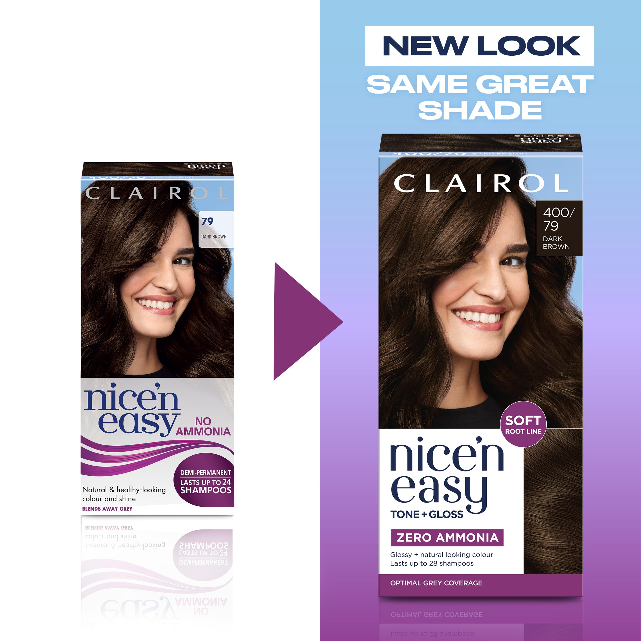 Clairol Nice'n Easy Tone+Gloss Semi-permanente Haarfarbe - 400/79 Dunkelbraun