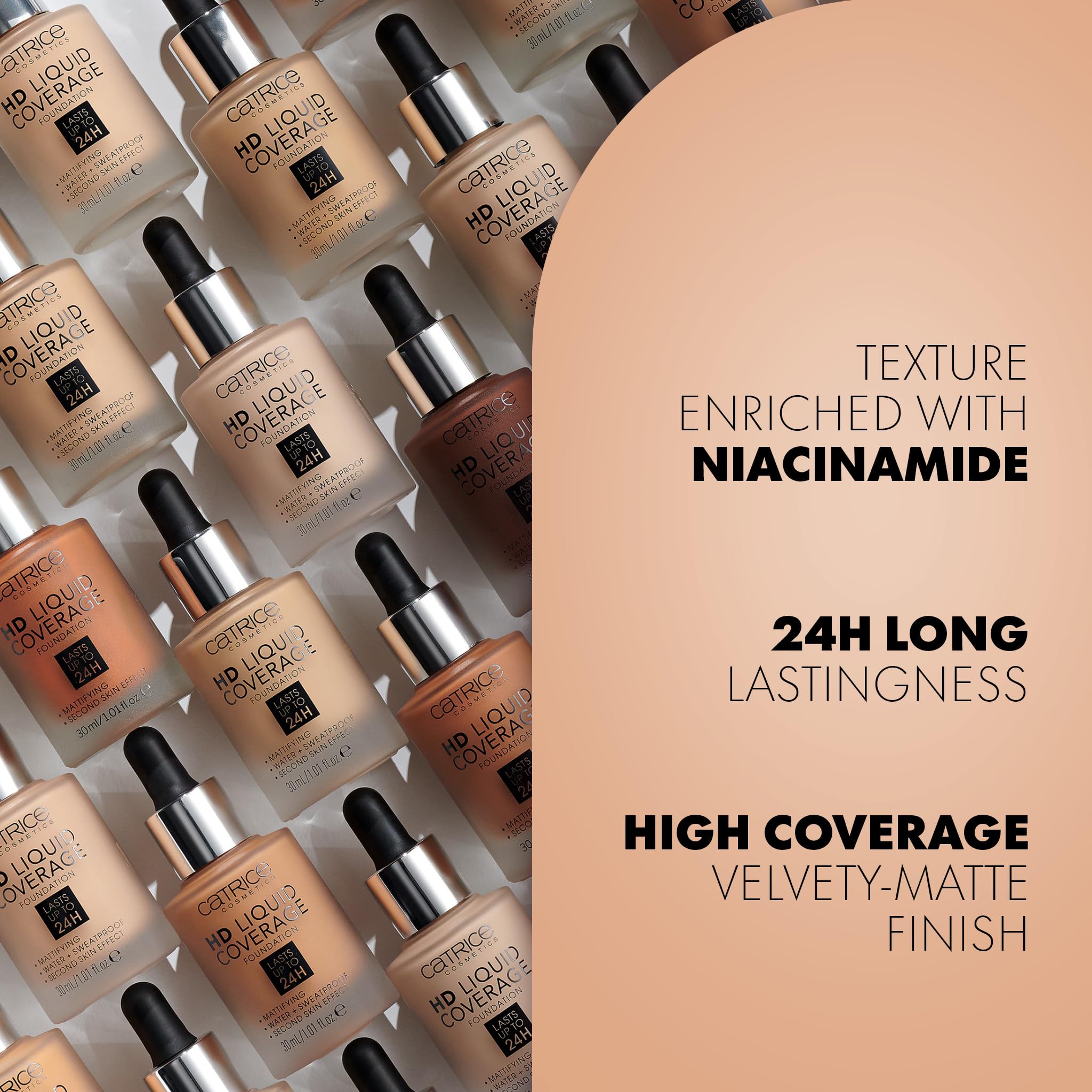 CATRICE HD Liquid Coverage Foundation - 24H Longlasting, Mattifying, Oil-Control (30ml) 5