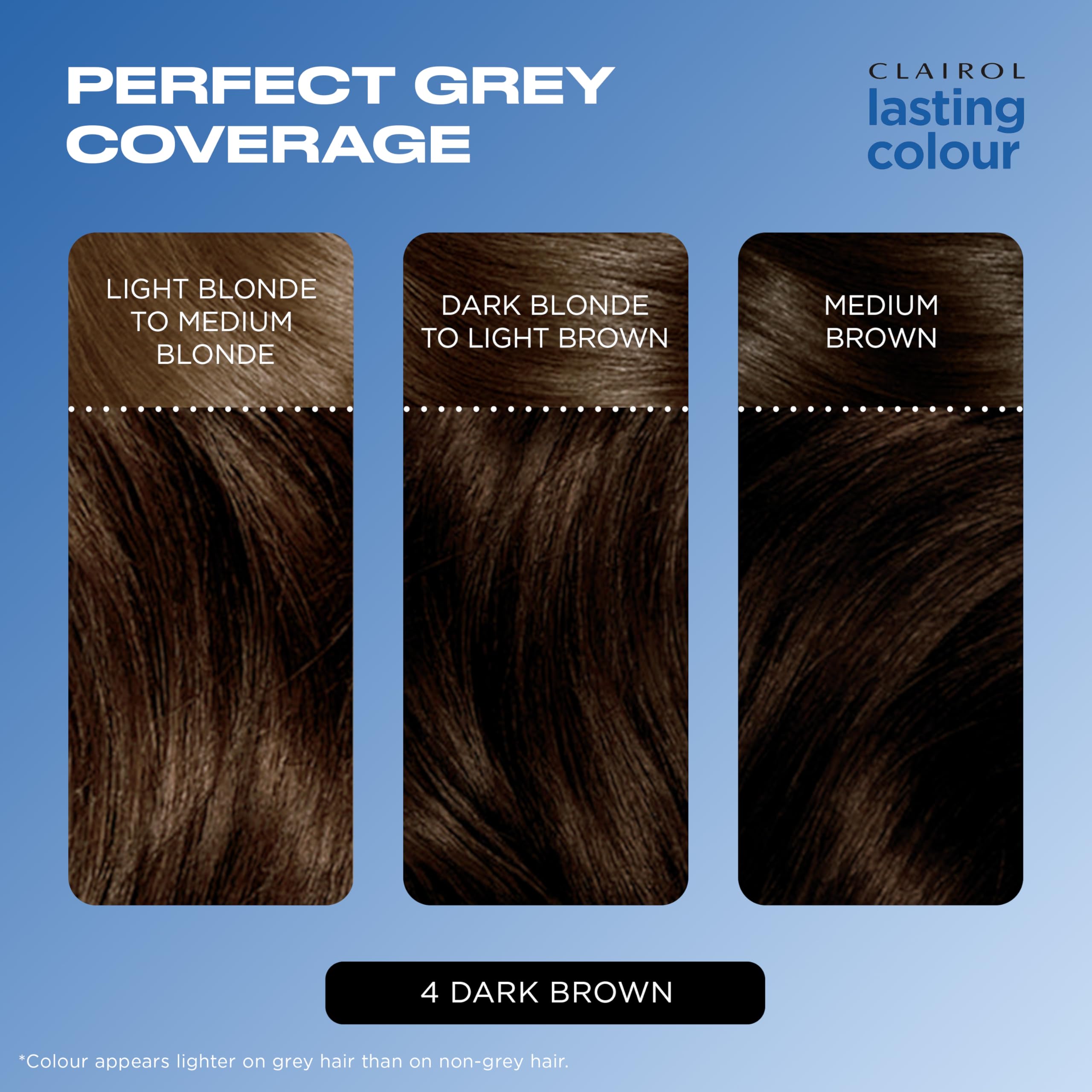 Clairol Lasting Colour Permanent Hair Dye - 4 Dark Brown | Perfect Grey Coverage 4