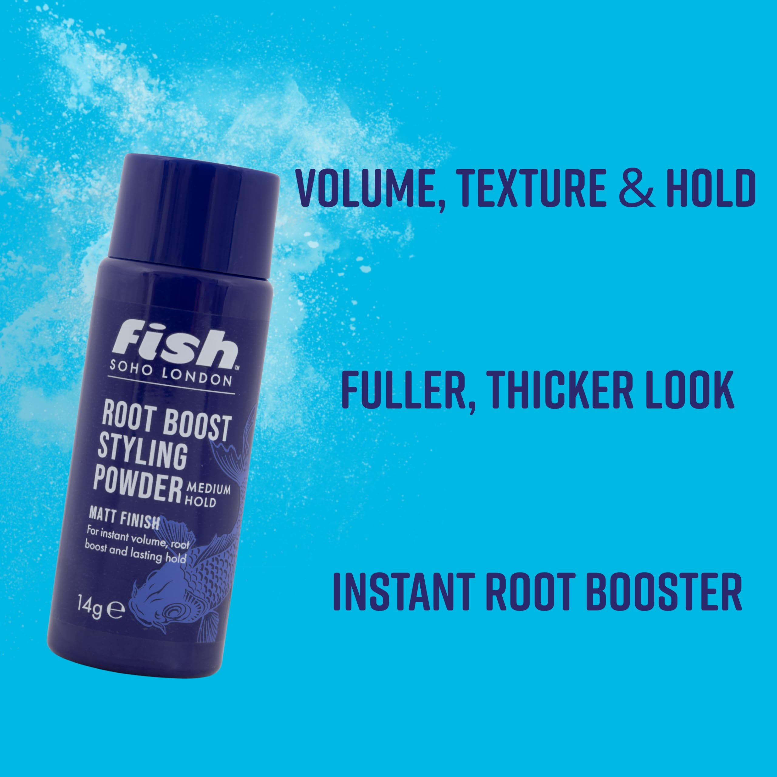 Fish Root Boosting Styling Hair Powder for Men - Medium Hold, Matt Finish, Instant Volume