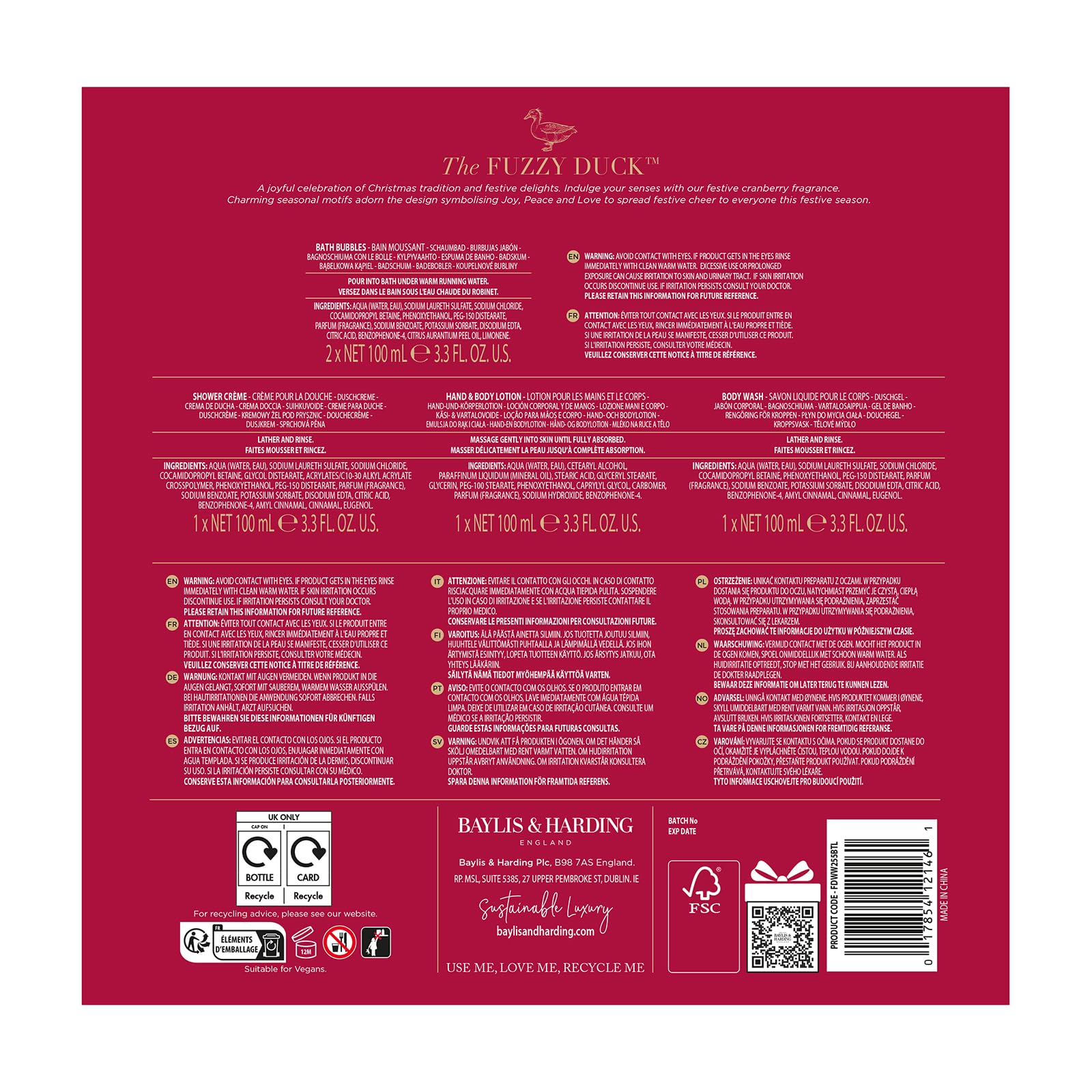 Baylis &amp; Harding „Die flauschige Ente – Winterwunderland“-Geschenkset – Festliches Cranberry 7