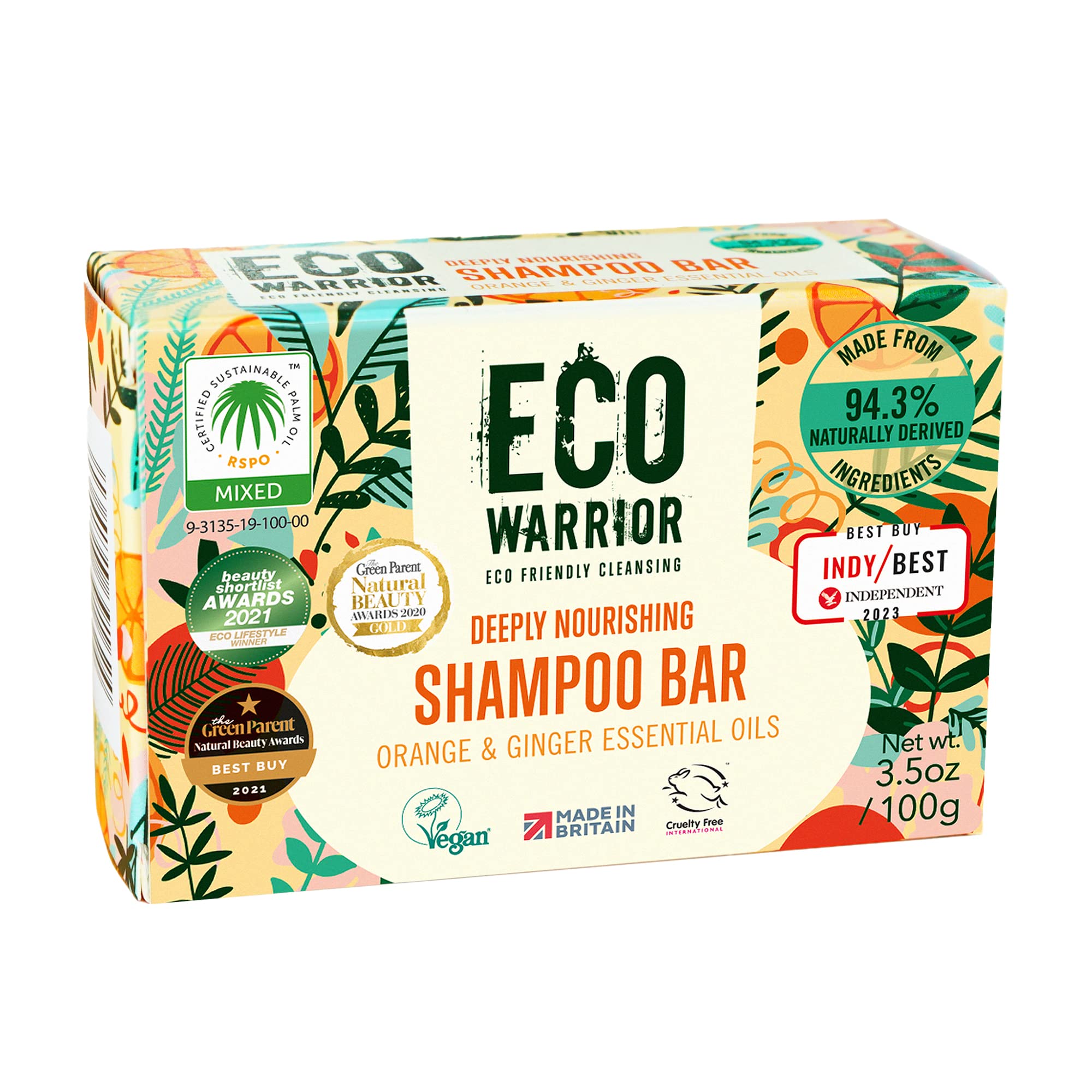 Eco Warrior Deeply Nourishing Shampoo Bar with Pink Clay, Orange & Ginger | Vegan 1