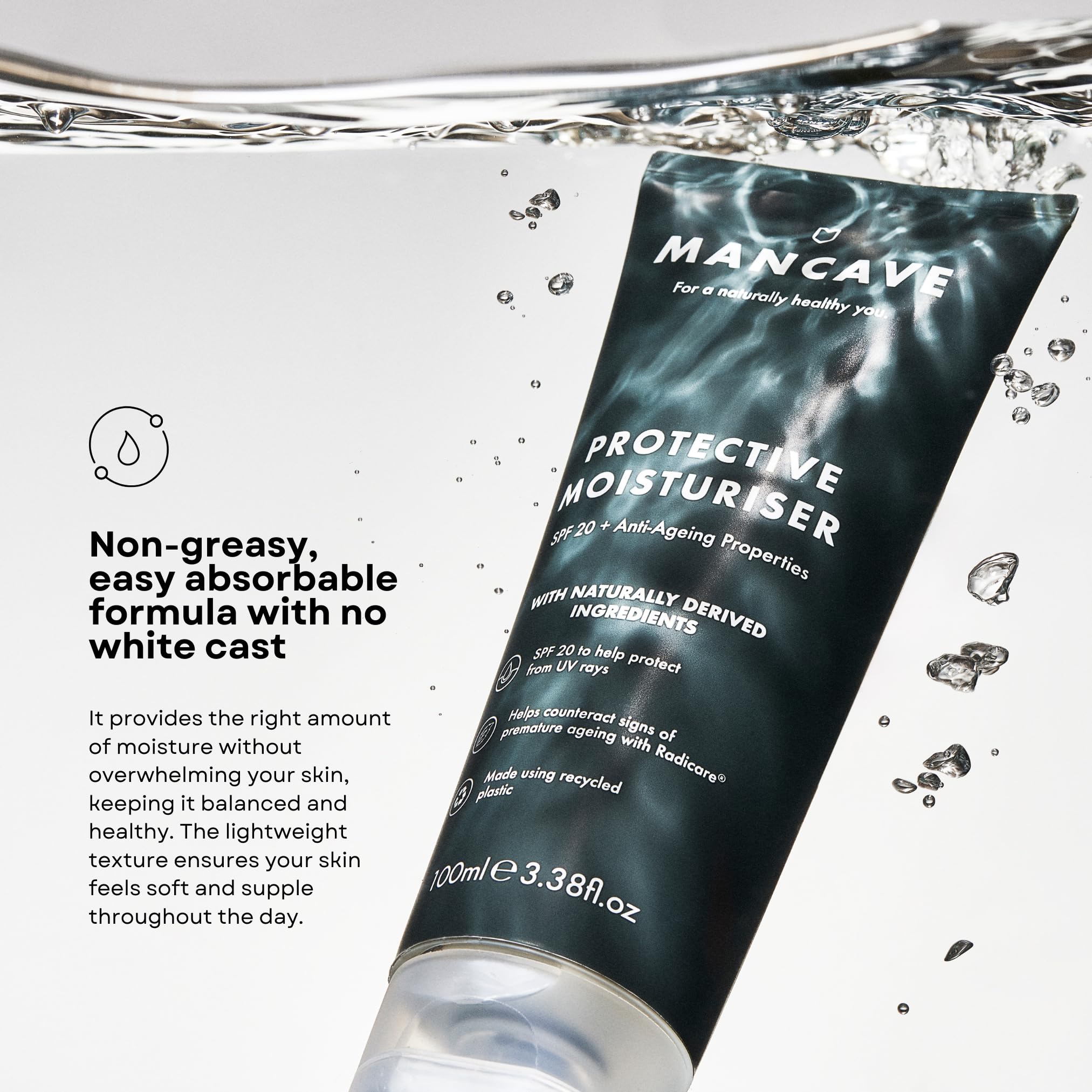 ManCave Anti-Ageing & SPF20 Protective Moisturiser with Shea Butter & Vitamin E 3