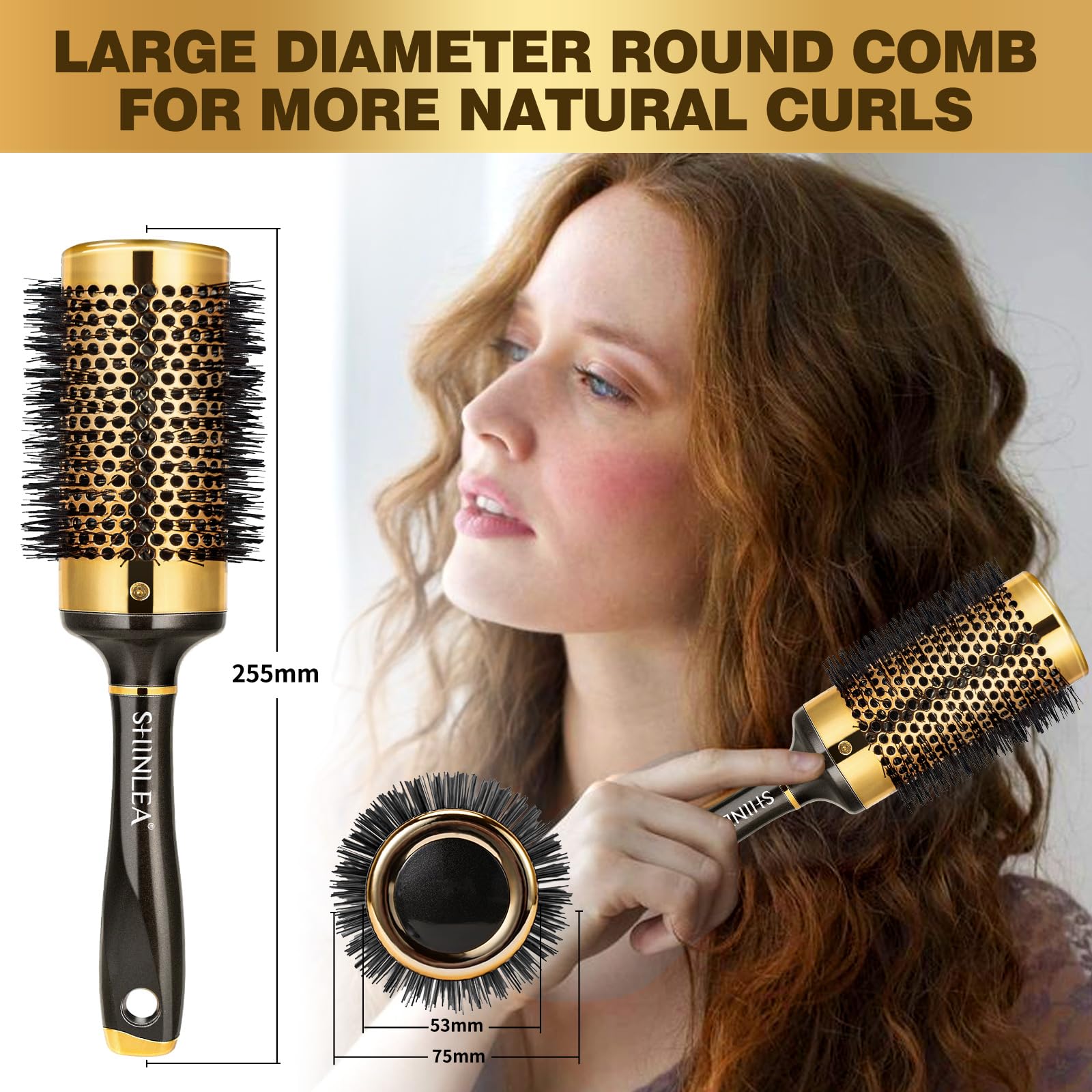 SHINLEA 53MM Round Hair Brush for Blow Drying, Volumizing, and Creating Big Waves 8