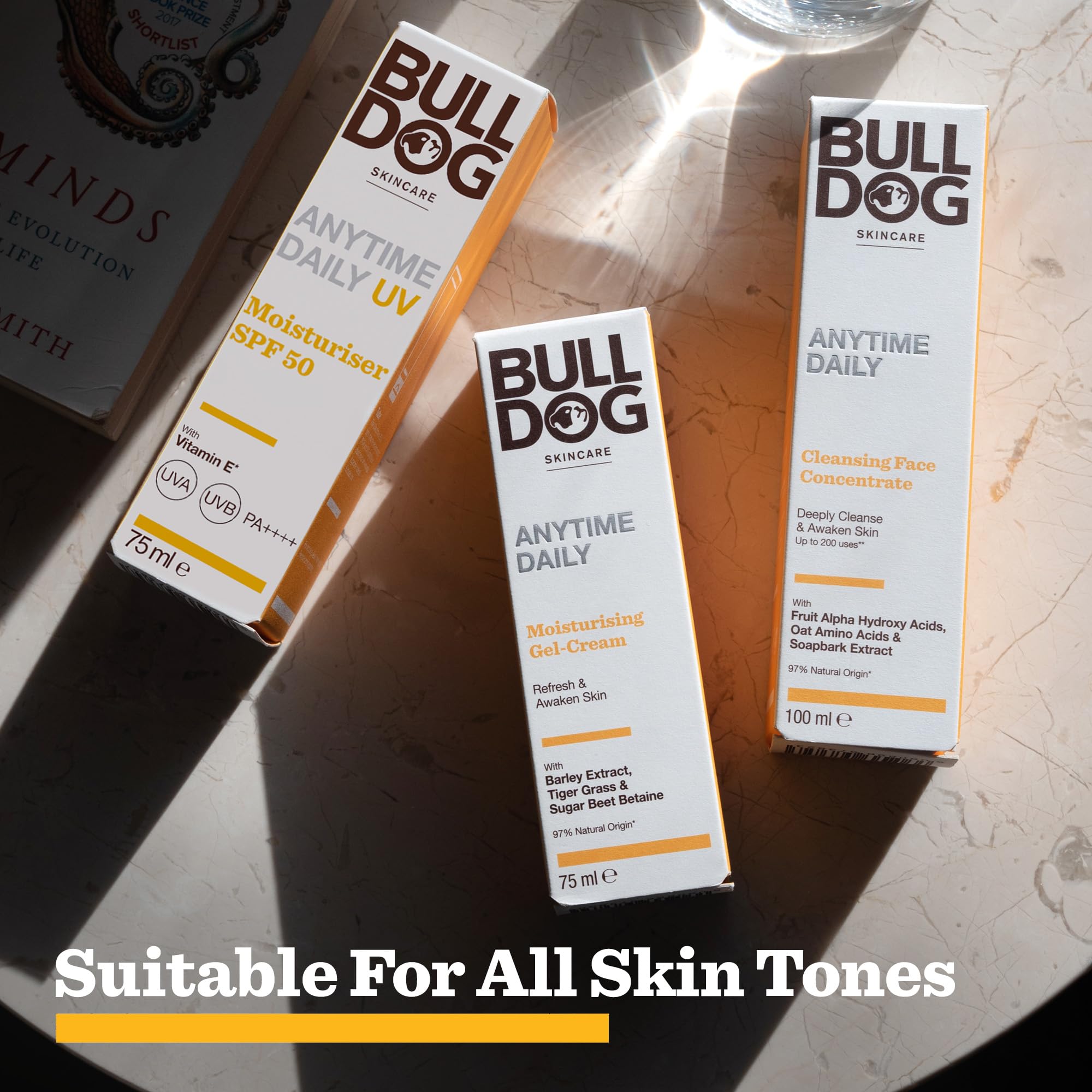 BULLDOG SKINCARE Anytime Tages-UV-Feuchtigkeitscreme LSF 50 für Männer 75 ml, Safrangelb